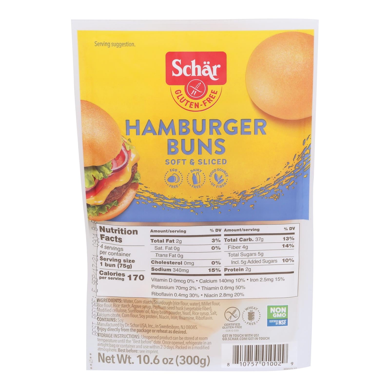 Schar - Rolls Hamburger Buns Gluten Free - Case Of 4-10.6 Oz