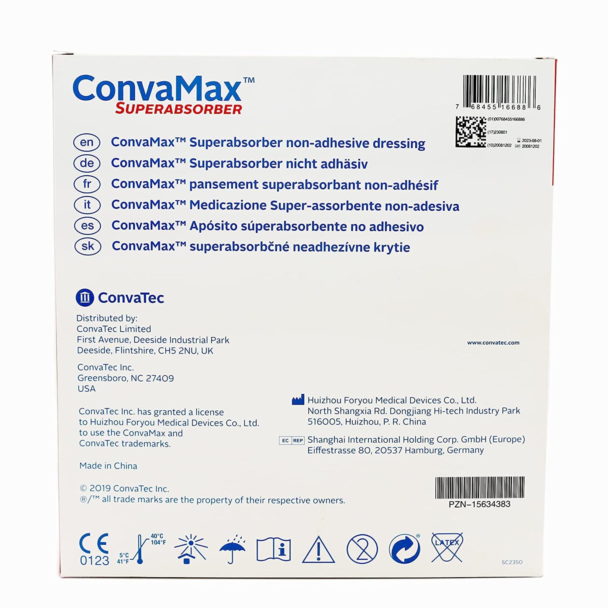 Super Absorbent Dressing ConvaMax Superabsorber 8 X 8 Inch Square,Packaging Type- Box