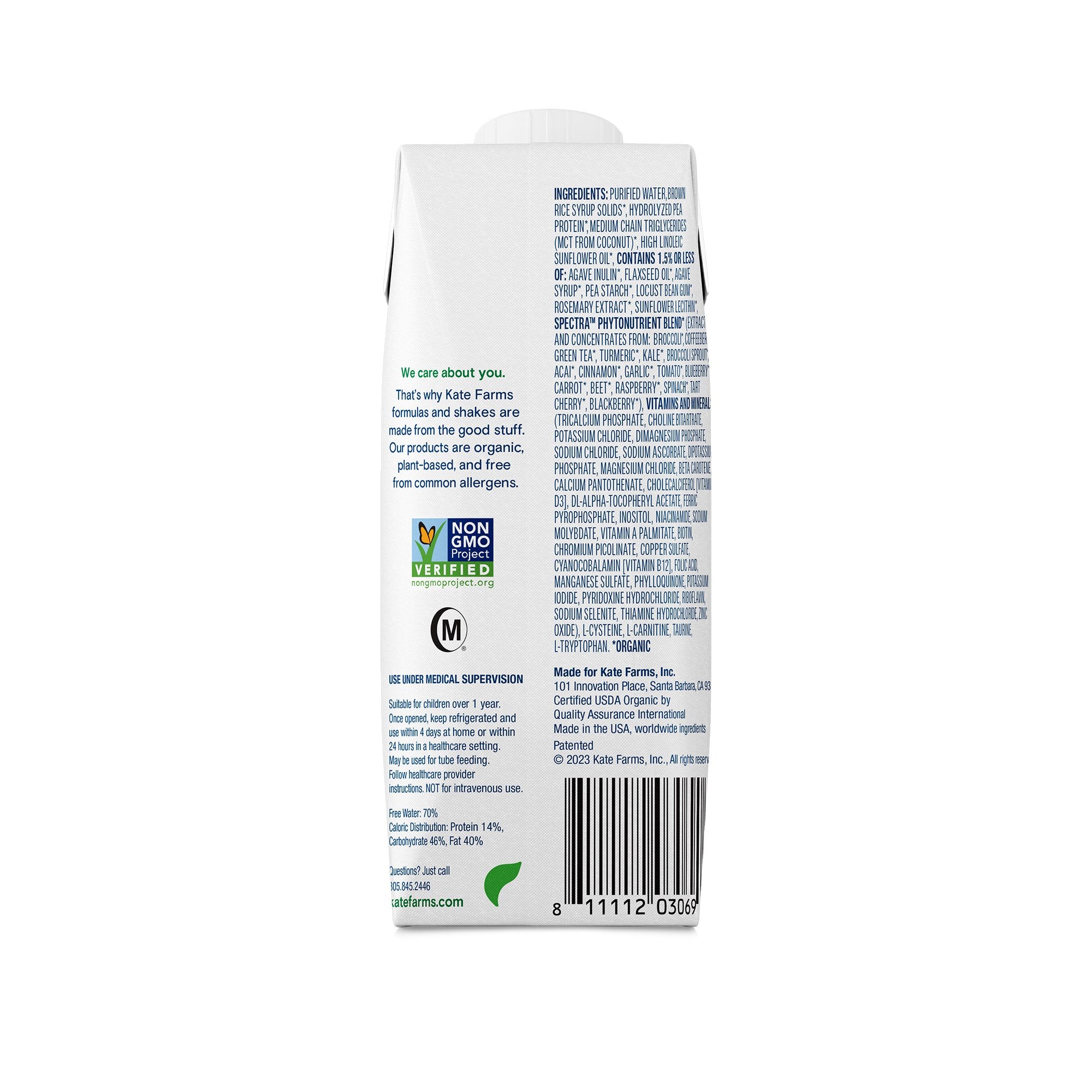 Pediatric Oral Supplement Kate Farms Pediatric Peptide 1.5 Plain Flavor 8.45 oz. Carton Liquid Organic Hydrolyzed Pea Protein,Packaging Type- Each