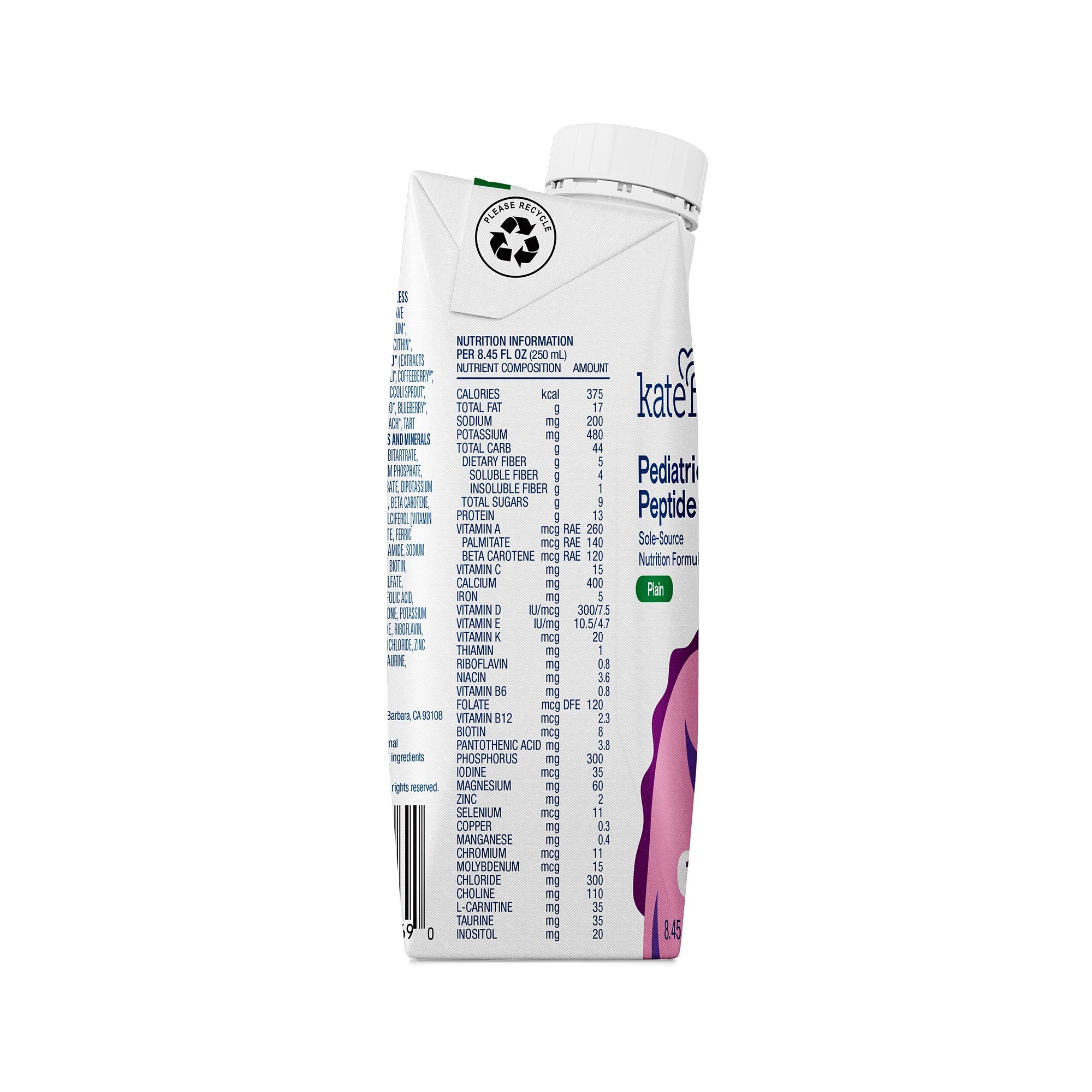 Pediatric Oral Supplement Kate Farms Pediatric Peptide 1.5 Plain Flavor 8.45 oz. Carton Liquid Organic Hydrolyzed Pea Protein,Packaging Type- Each