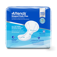 Bladder Control Pad Attends Shaped Pads Plus 12 X 25-1/2 Inch Heavy Absorbency Polymer Core One Size Fits Most | 4PK/Case