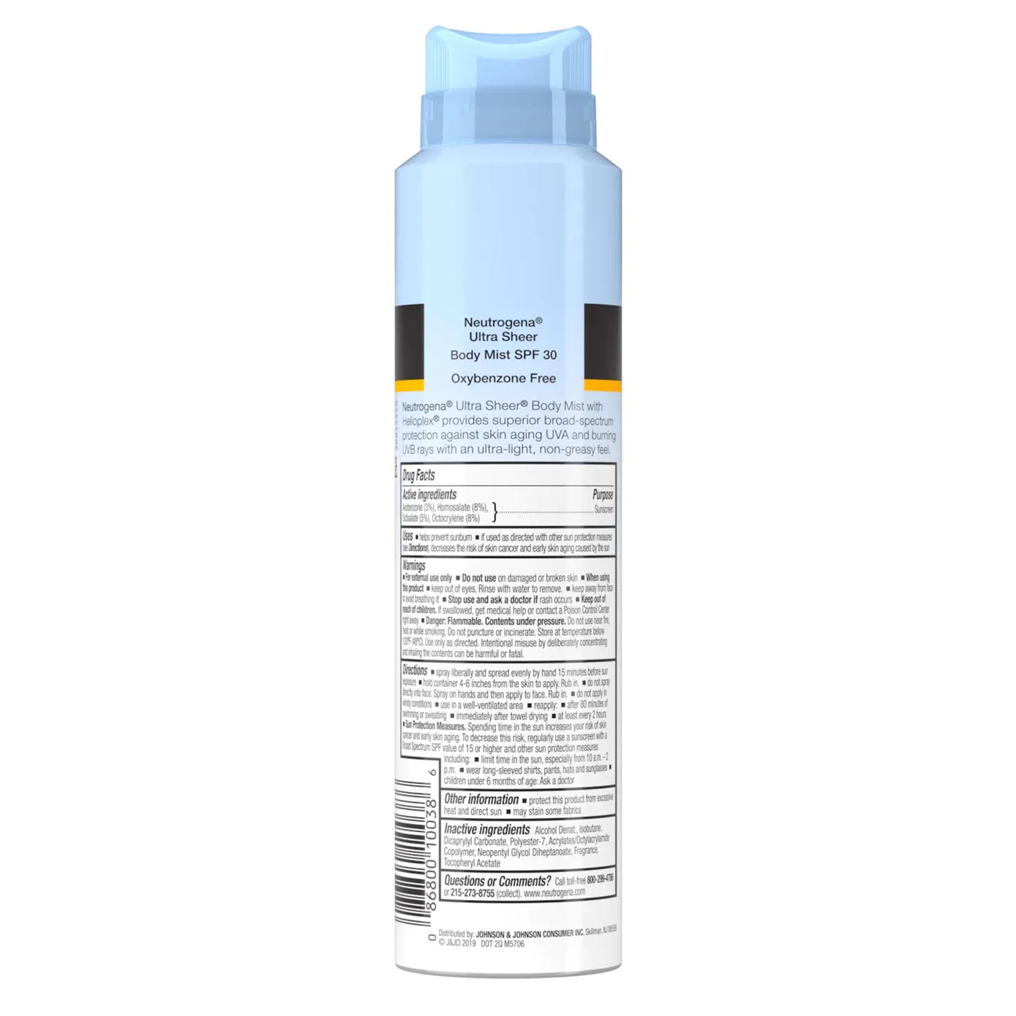 Sunscreen NeutrogenaUltra Sheer Body Mist SPF 30 Liquid 5 oz. Can,Packaging Type- Each