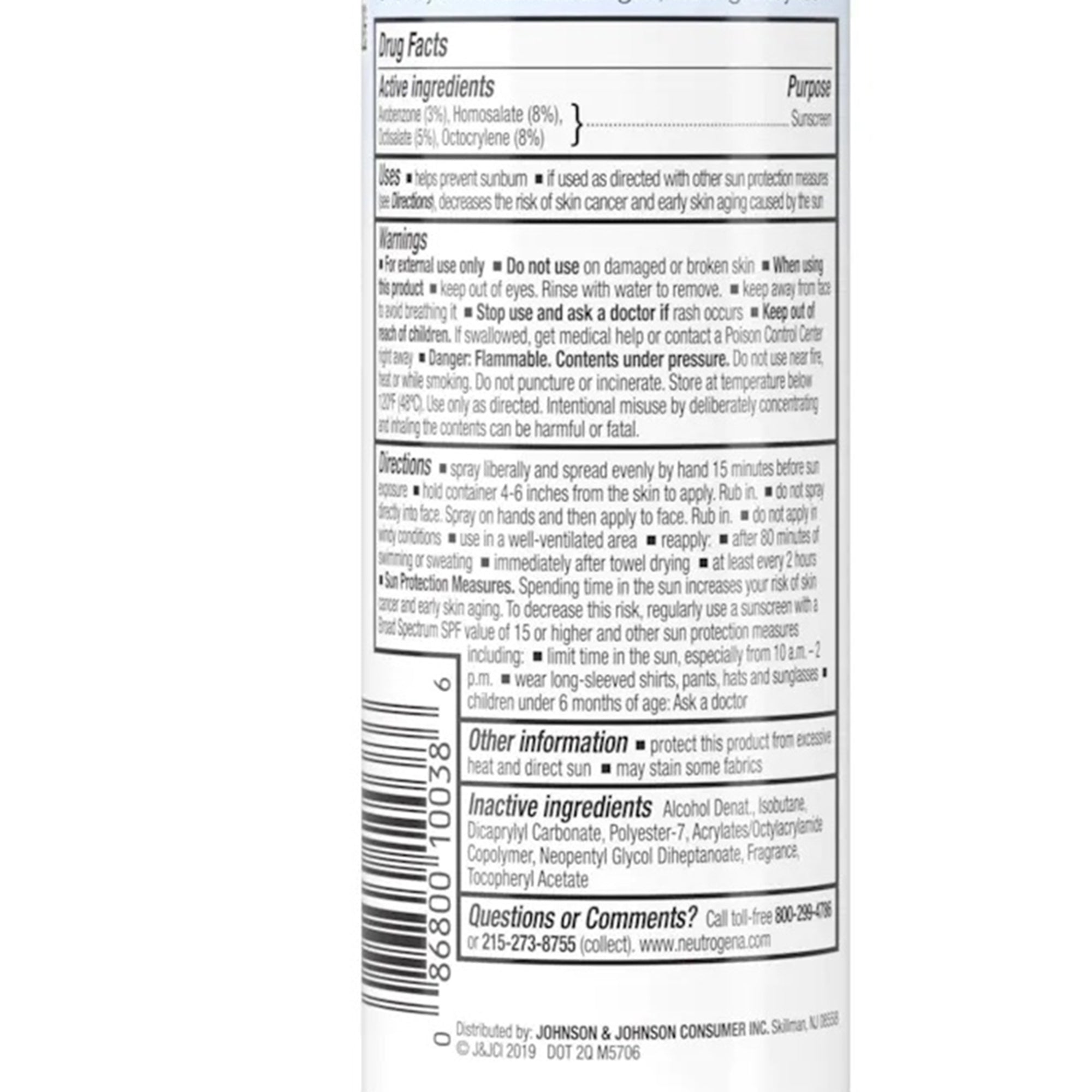 Sunscreen NeutrogenaUltra Sheer Body Mist SPF 30 Liquid 5 oz. Can,Packaging Type- Each