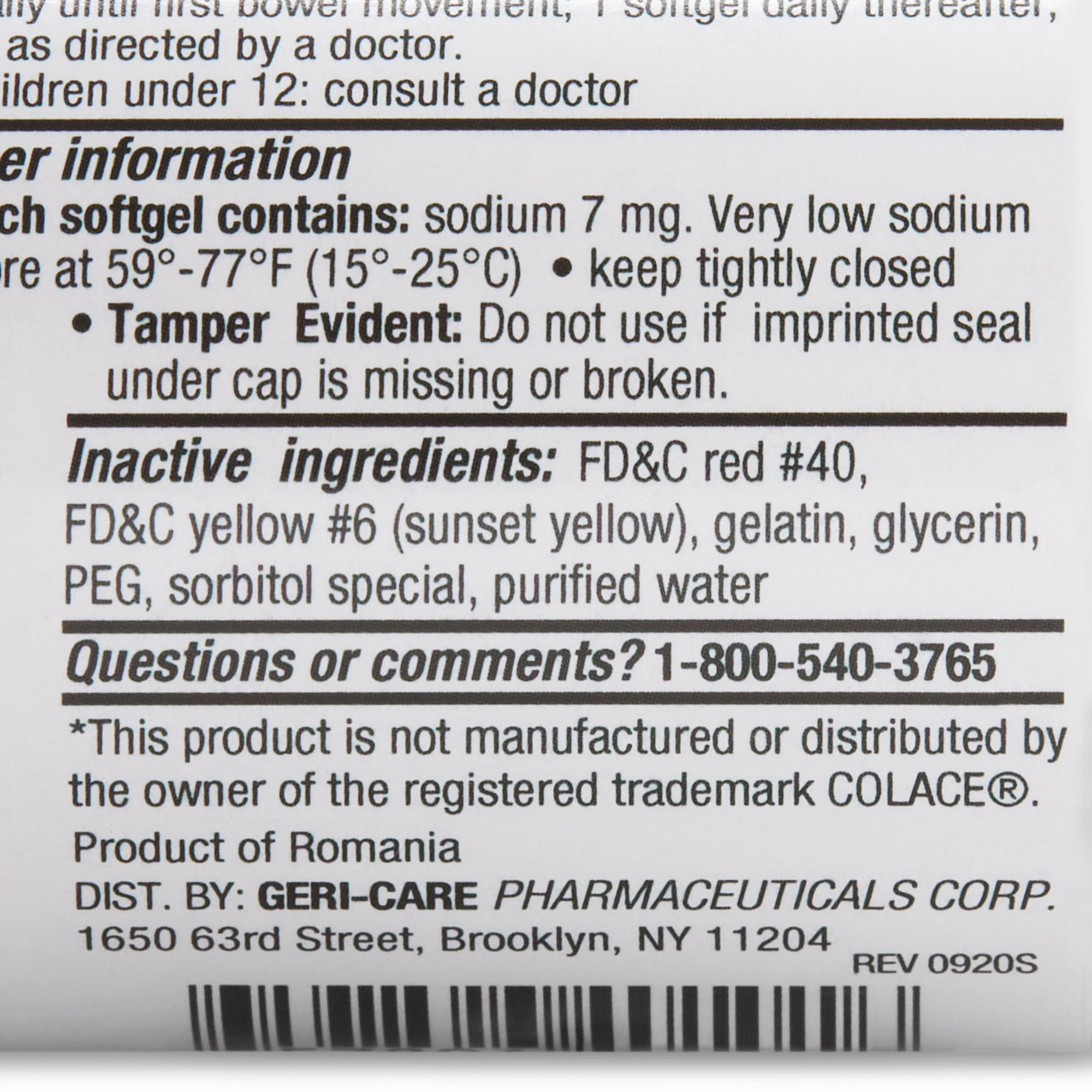 Stool Softener Geri-Care Softgel 100 per Bottle 100 mg Strength Docusate Sodium, Packaging Type- Case