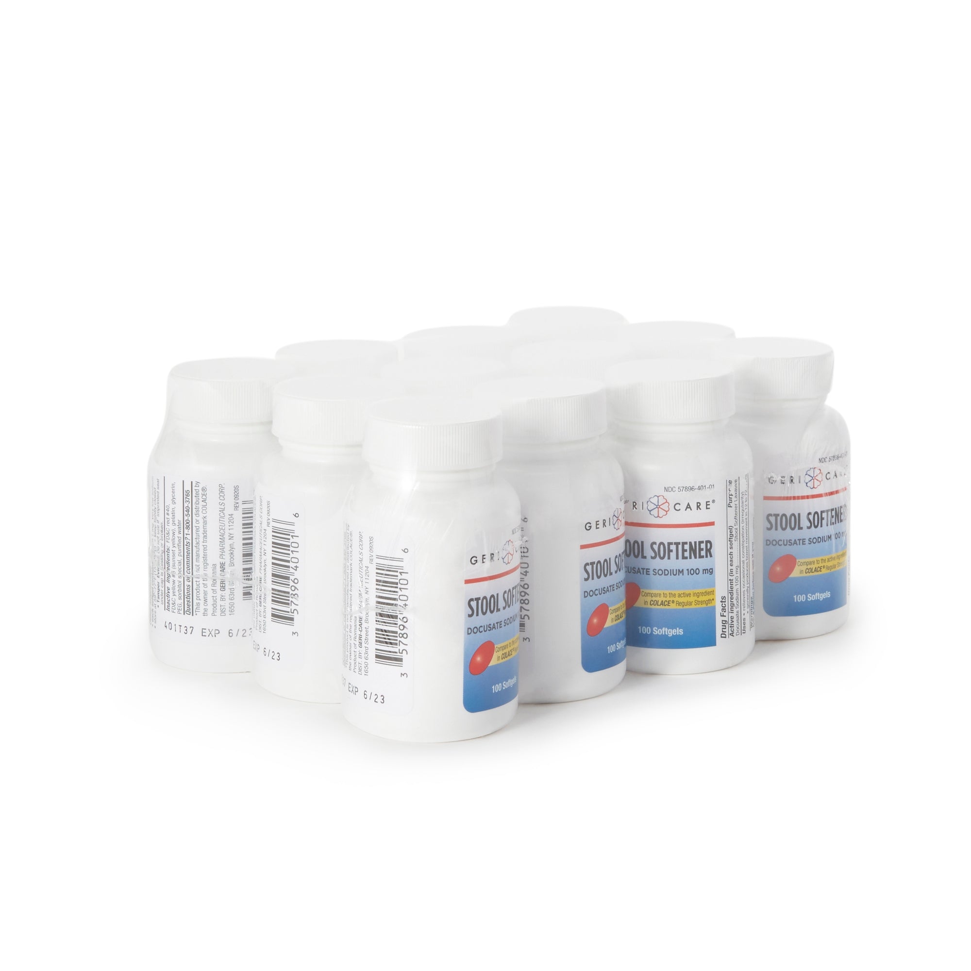 Stool Softener Geri-Care Softgel 100 per Bottle 100 mg Strength Docusate Sodium, Packaging Type- Case