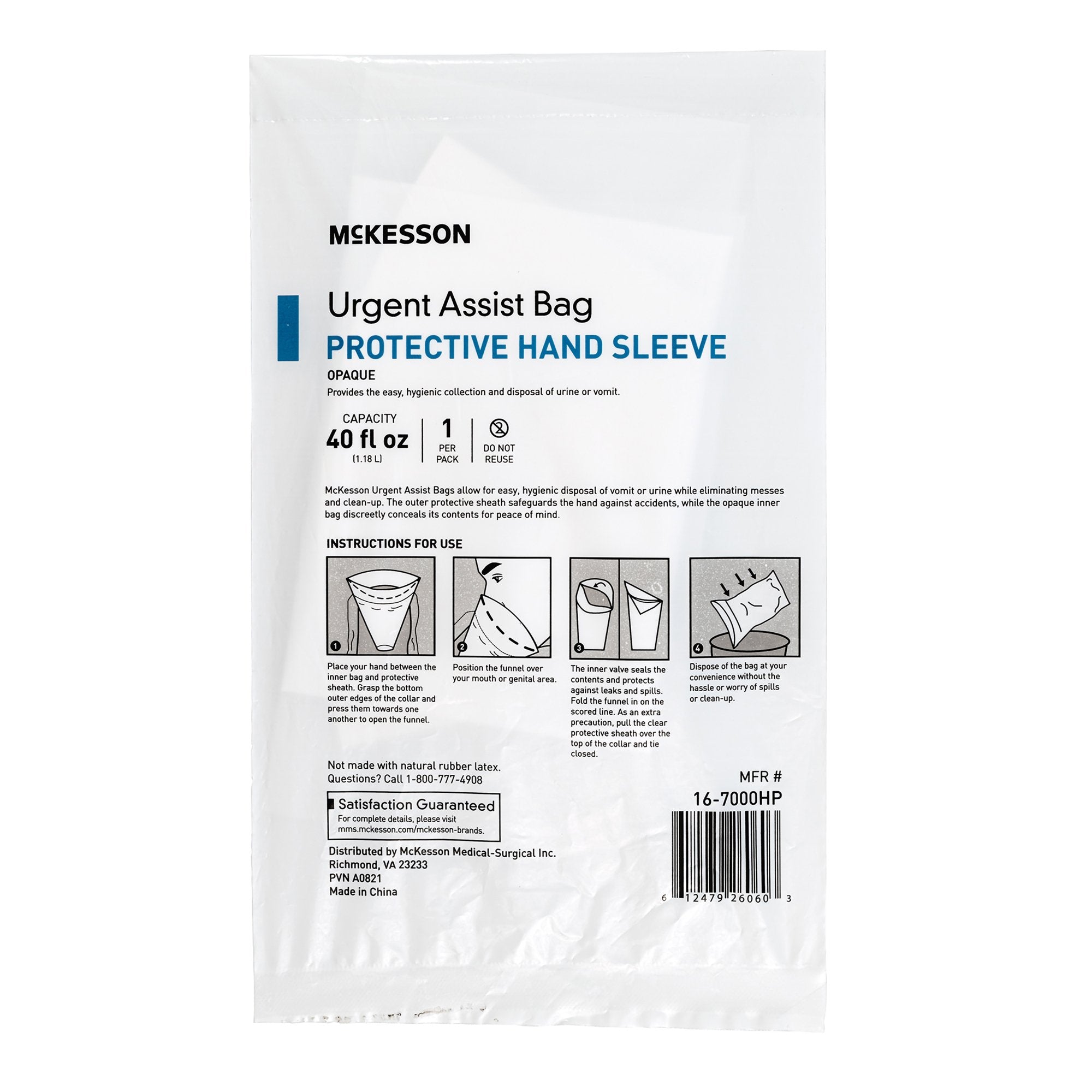 Emesis Bag McKesson 40 oz. White, Packaging Type- Bag