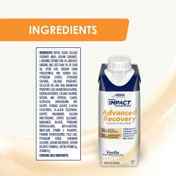 Oral Supplement Impact Advanced Recovery® Vanilla Flavor Liquid 8.45 oz. Reclosable Carton