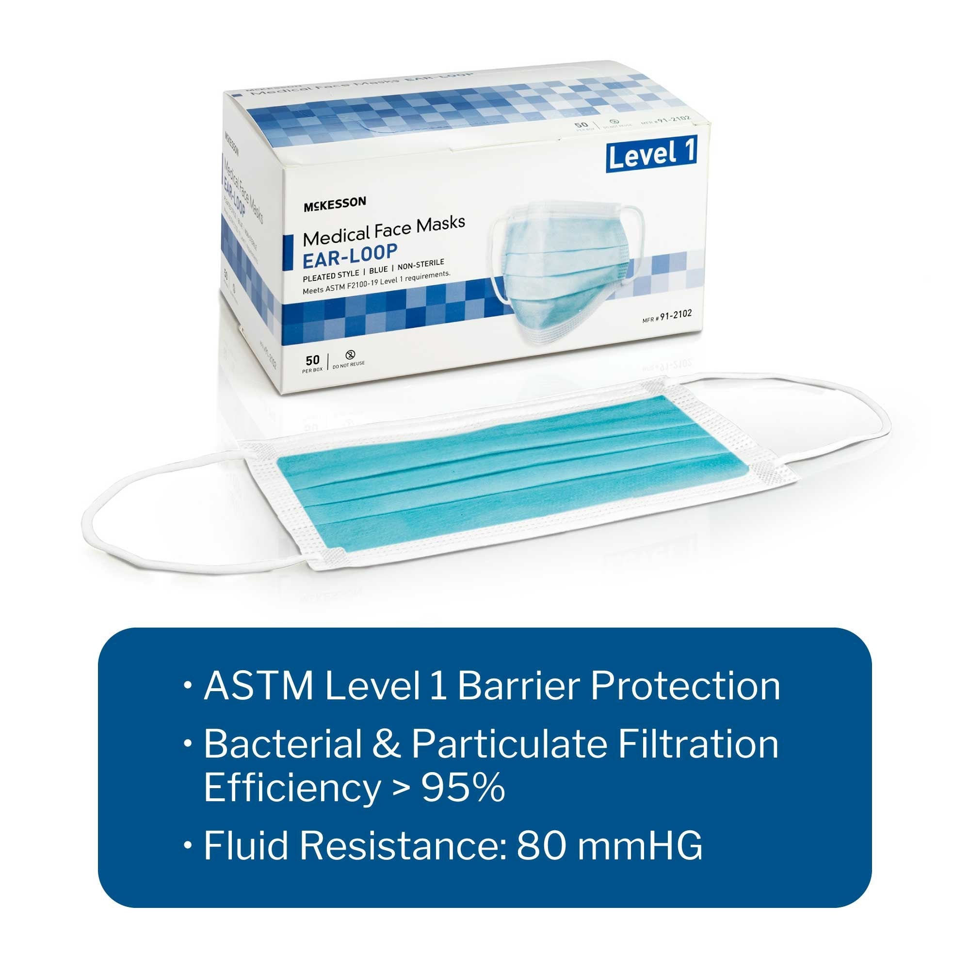procedure mask mckesson astm level 1 earloops one size fits most packaging type case