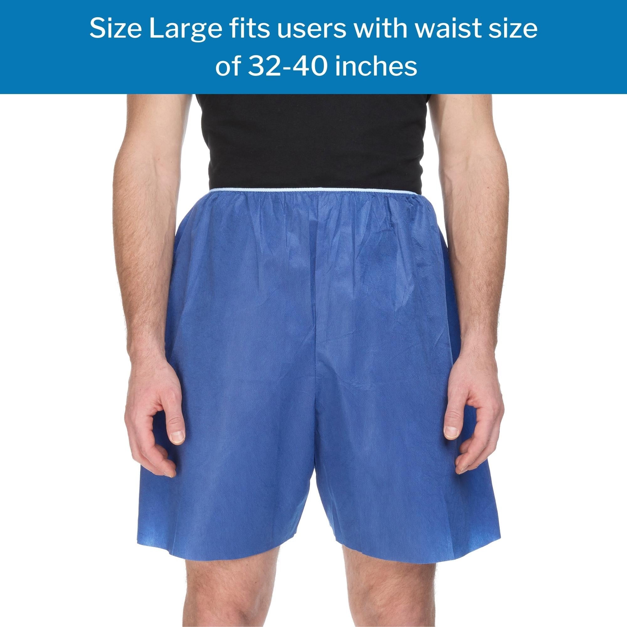 Exam Shorts McKesson Large Blue SMS Adult Disposable, Packaging Type- Case