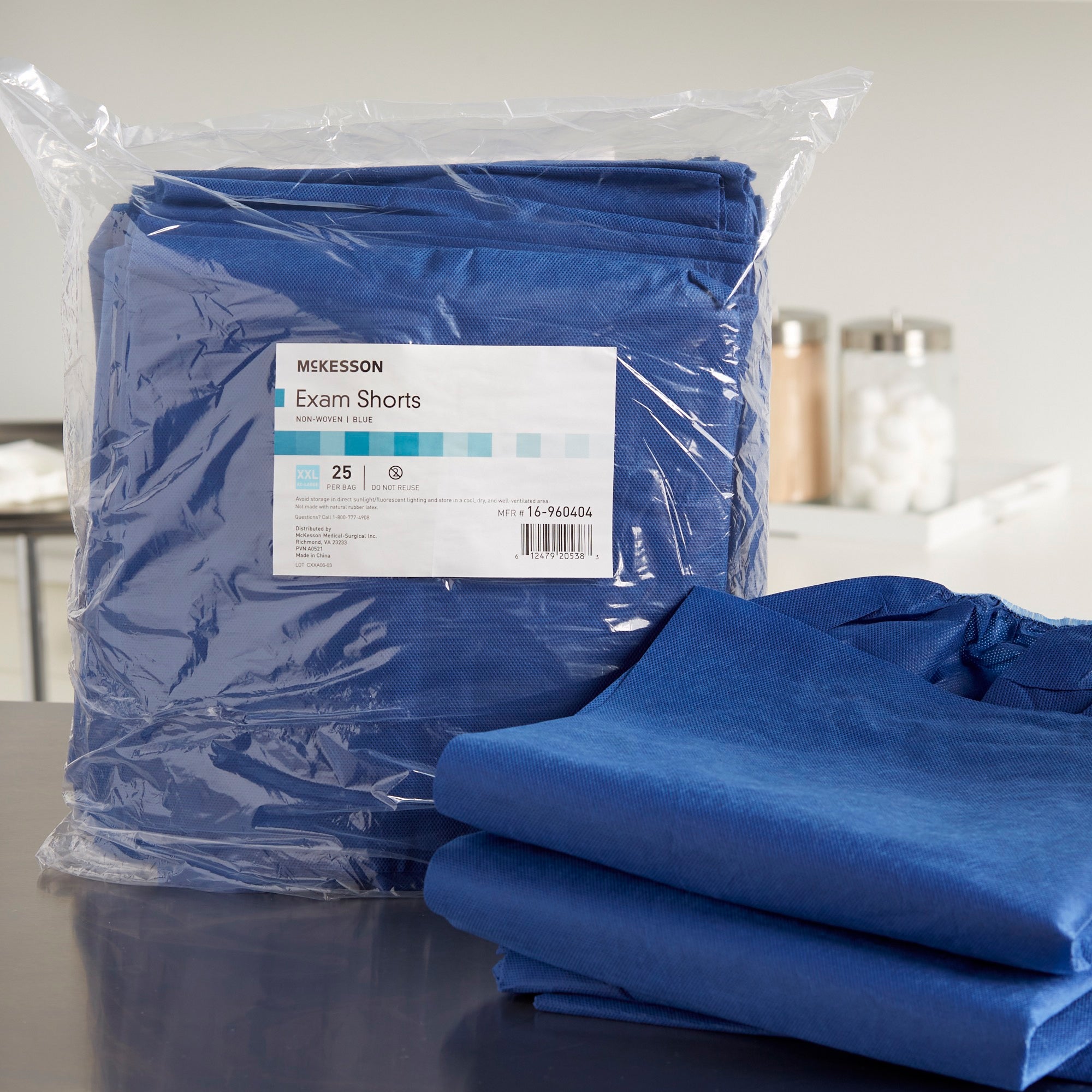 Exam Shorts McKesson 2X-Large Blue SMS Adult Disposable, Packaging Type- Case