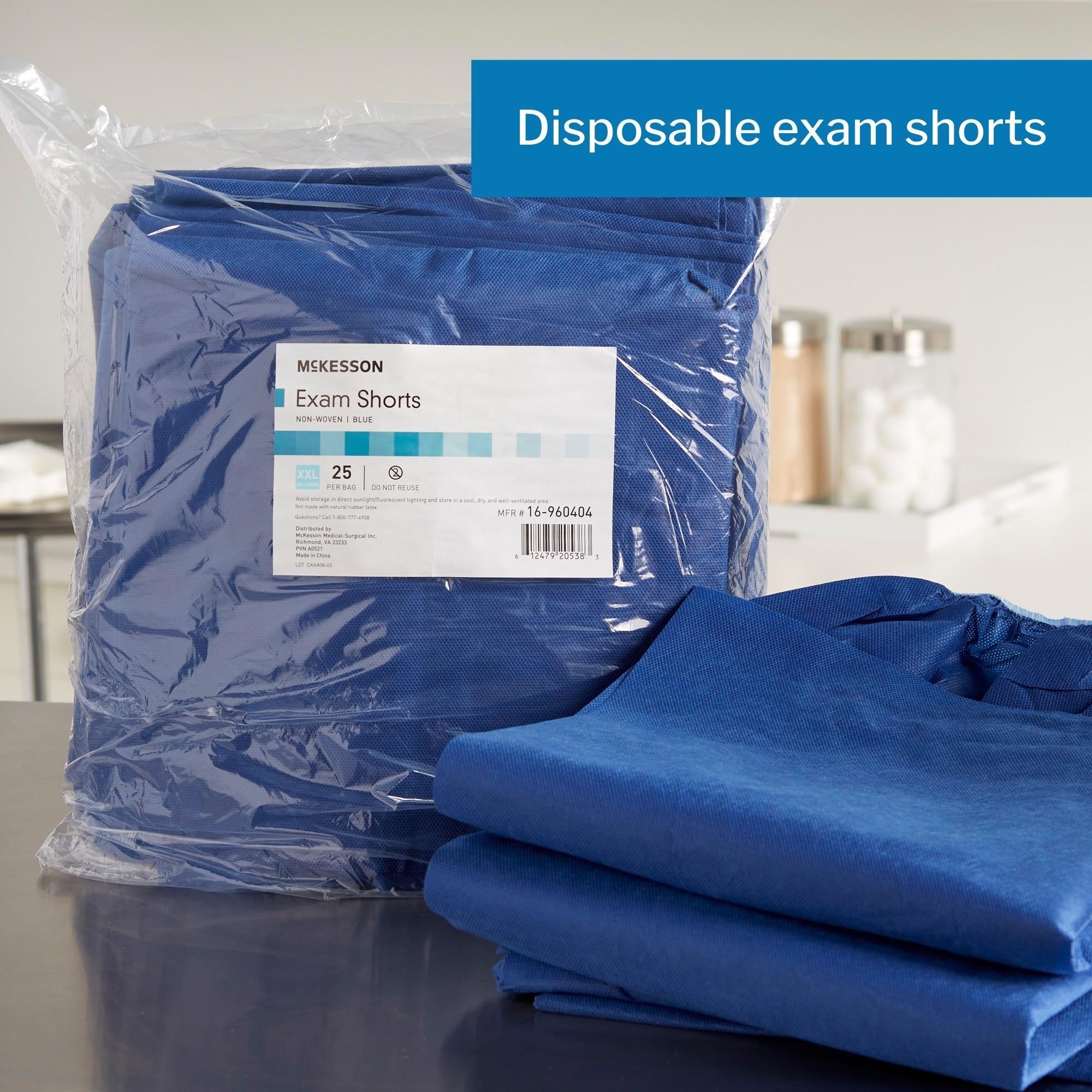 Exam Shorts McKesson 2X-Large Blue SMS Adult Disposable, Packaging Type- Case