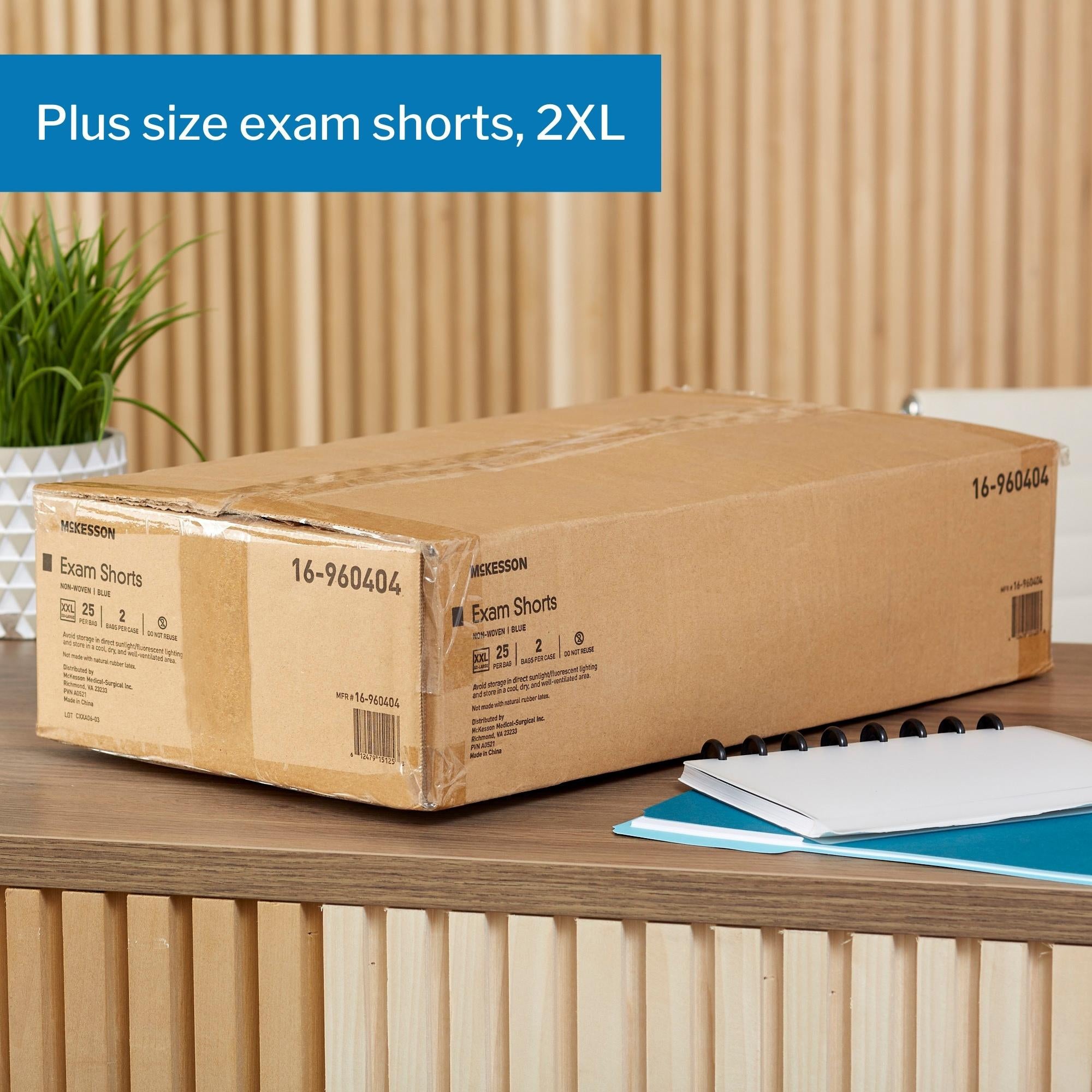 Exam Shorts McKesson 2X-Large Blue SMS Adult Disposable, Packaging Type- Case