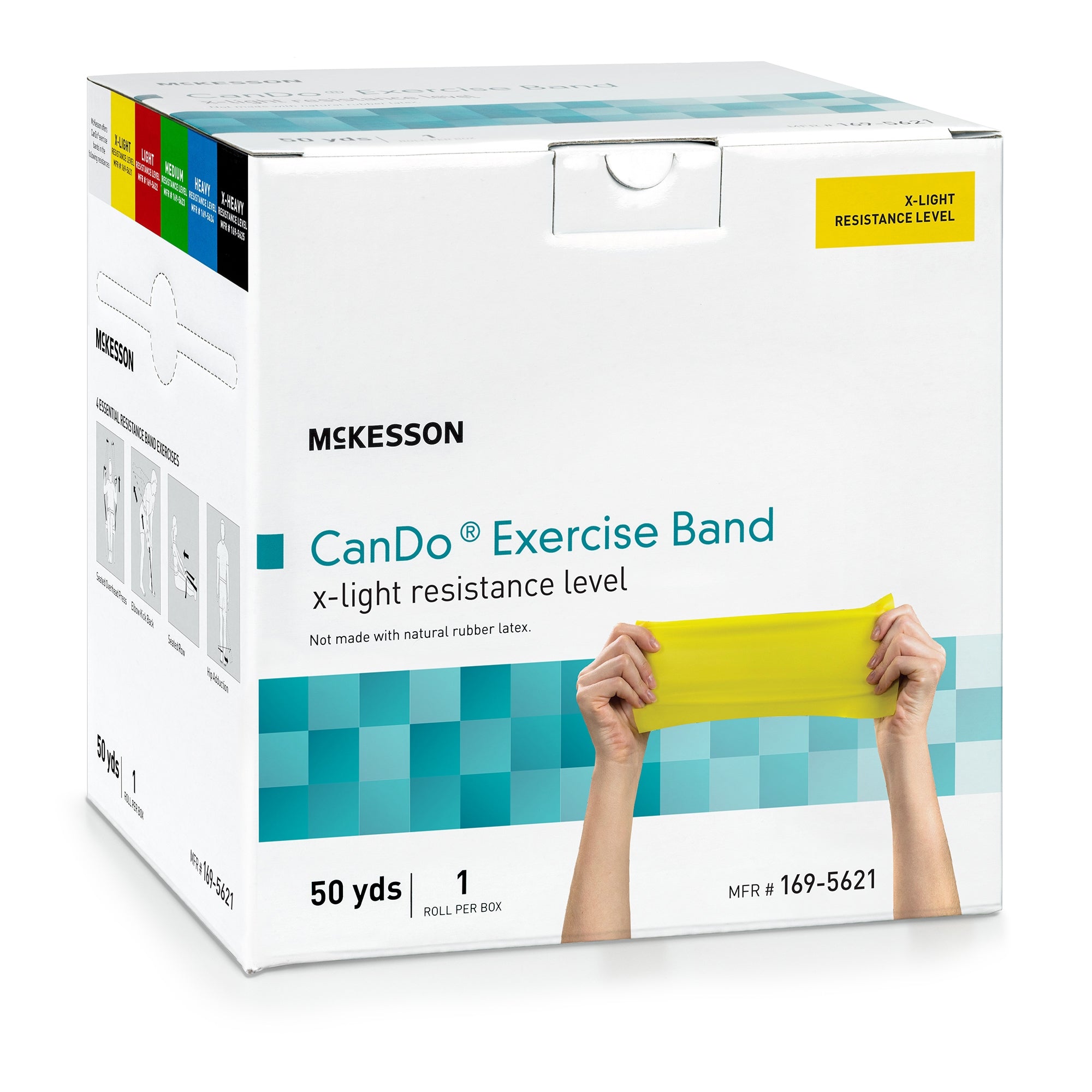 Exercise Resistance Band McKesson CanDo Yellow 5 Inch X 50 Yard X-Light Resistance, Packaging Type- Each
