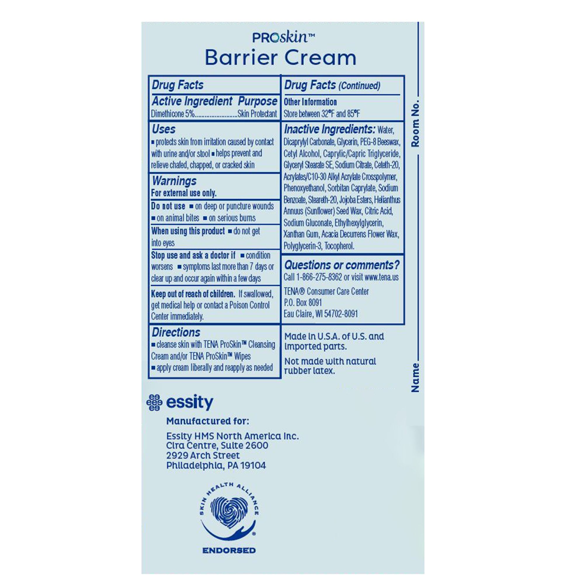 Skin Protectant Tena Proskin Barrier Cream 3.4 oz. Tube Unscented Cream,Packaging Type- Each