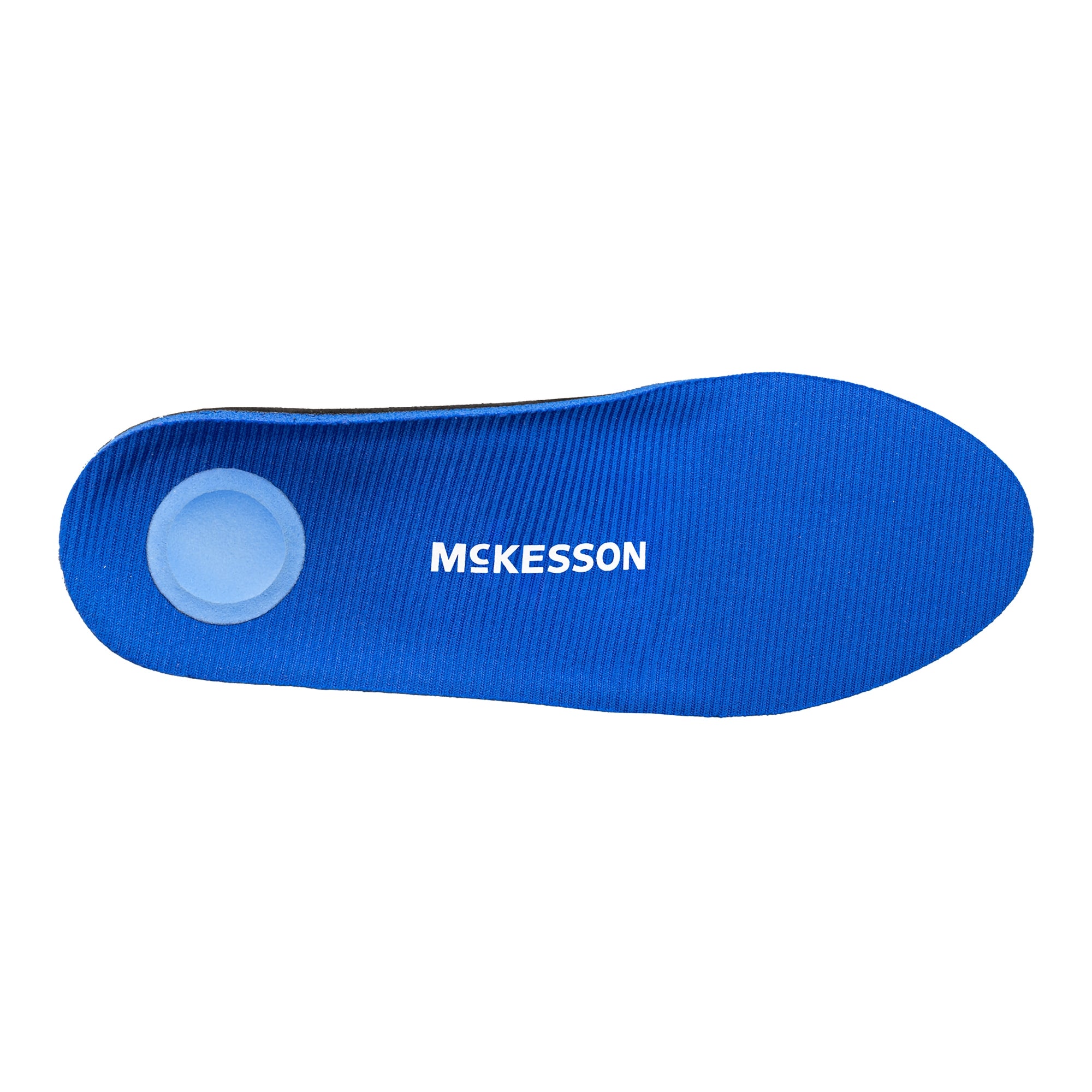 Insole McKesson Brand Full Length Polypropylene / EVA / Polyester / Poron Male 5 to 5-1/2 / Female 7 to 7-1/2 Black / Blue, Packaging Type- Box