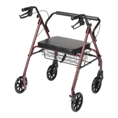 Bariatric 4 Wheel Rollator McKesson Red Adjustable Height / Folding Steel Frame, Packaging Type- Case