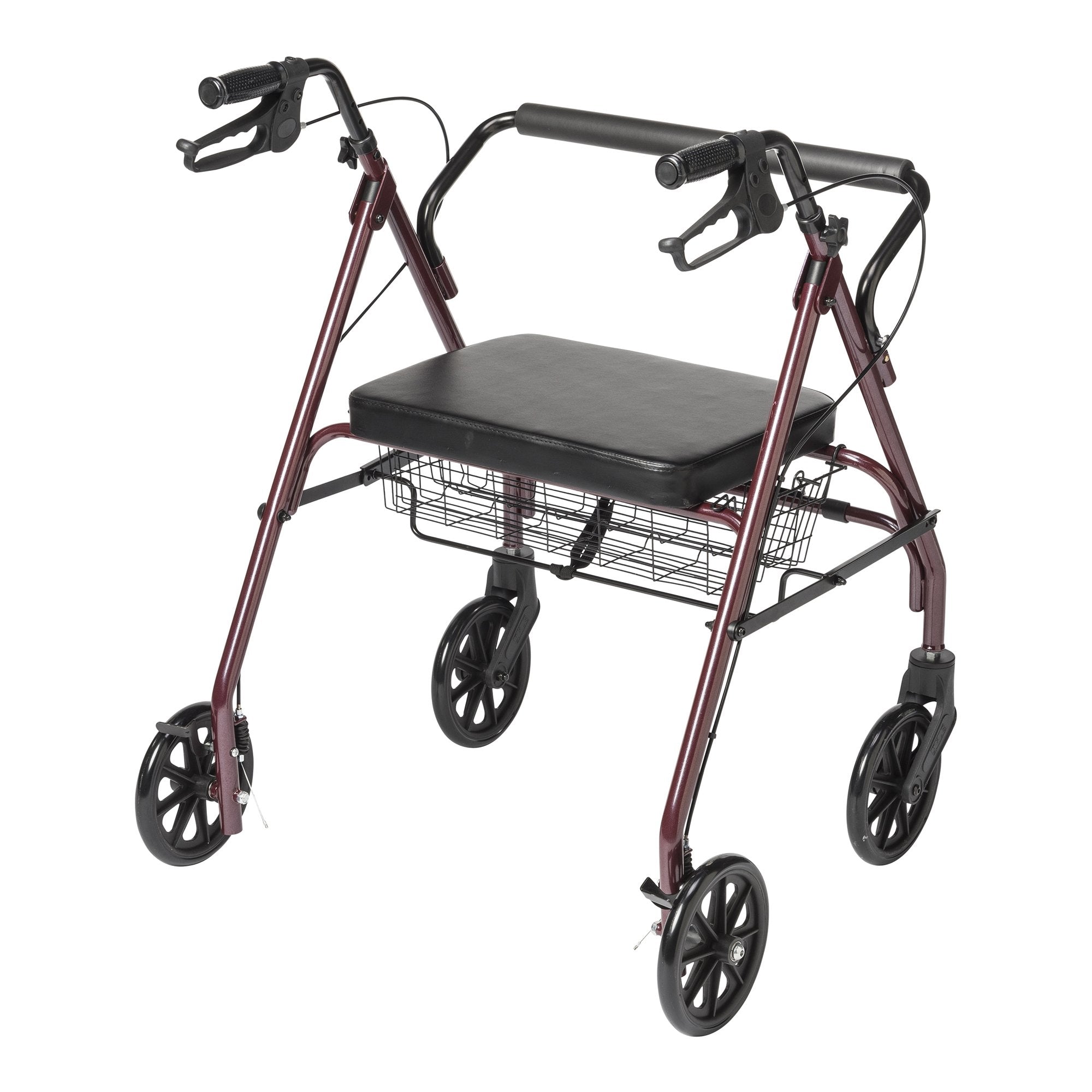 Bariatric 4 Wheel Rollator McKesson Red Adjustable Height / Folding Steel Frame, Packaging Type- Case