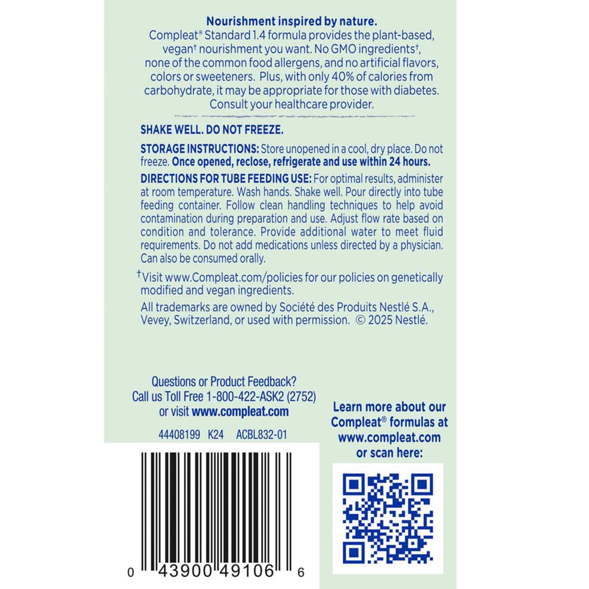 Oral Supplement Compleat Standard 1.4 Cal Vanilla Flavor Liquid 8.45 oz. Carton | (24/Case)