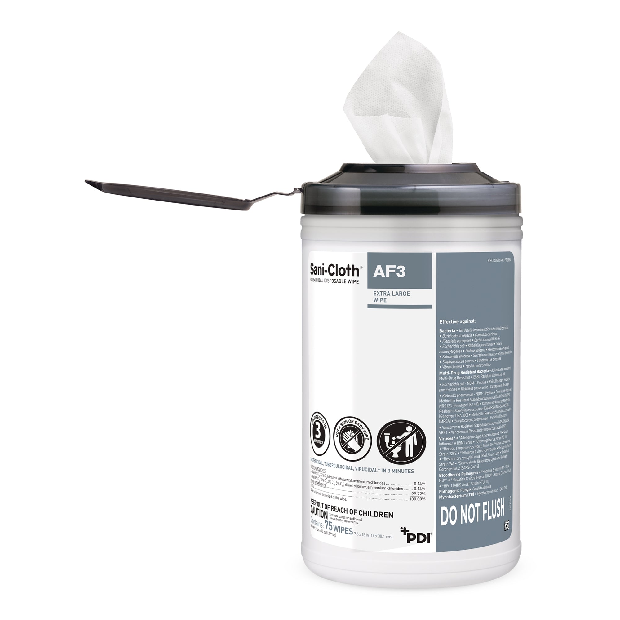 Sani-Cloth AF3 Surface Disinfectant Cleaner Premoistened Germicidal Manual Pull Wipe 75 Count Canister Mild Scent NonSterile | 6CN/Case