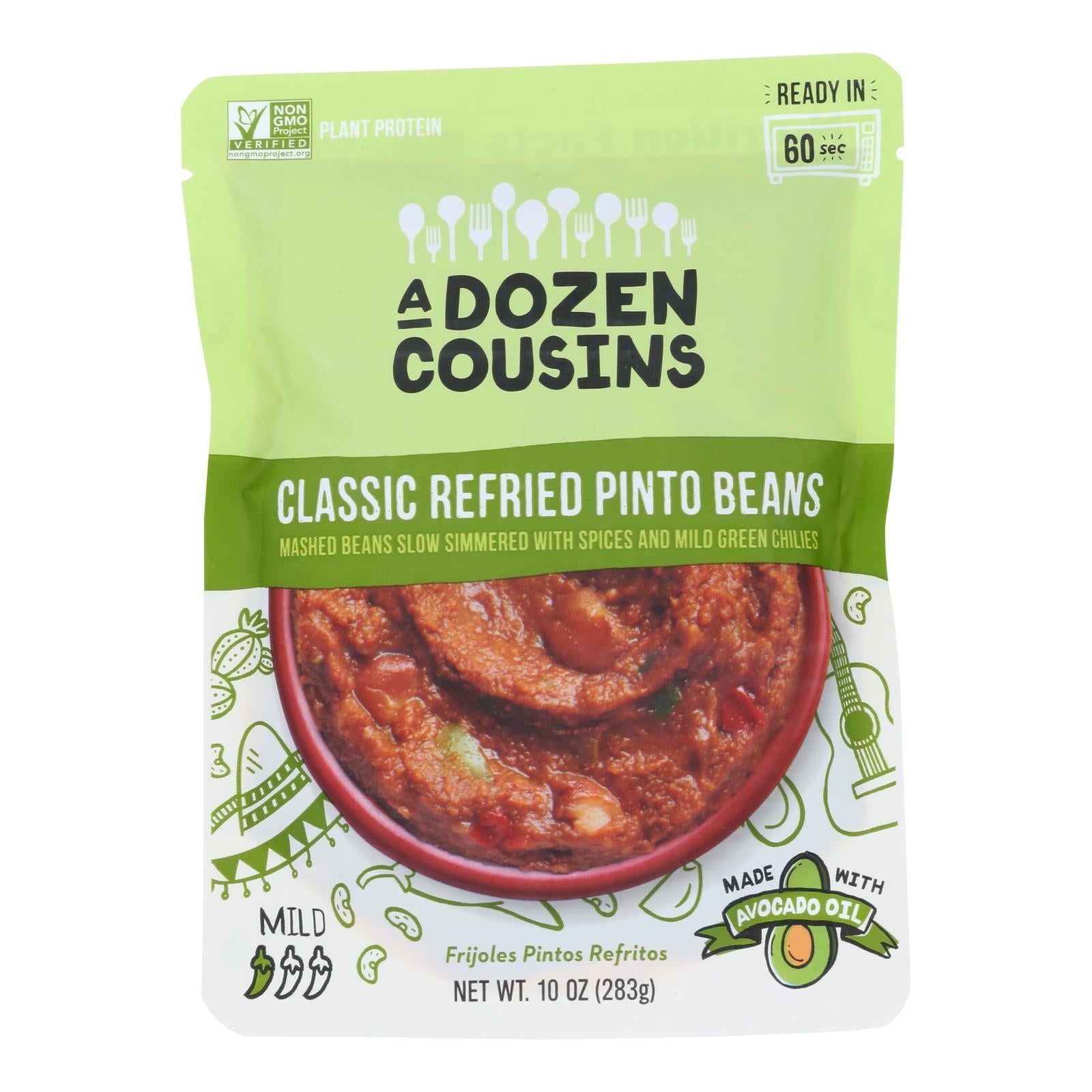 A Dozen Cousins ​​- Frijoles Pintos Refritos Clásicos - Caja de 6-10 oz