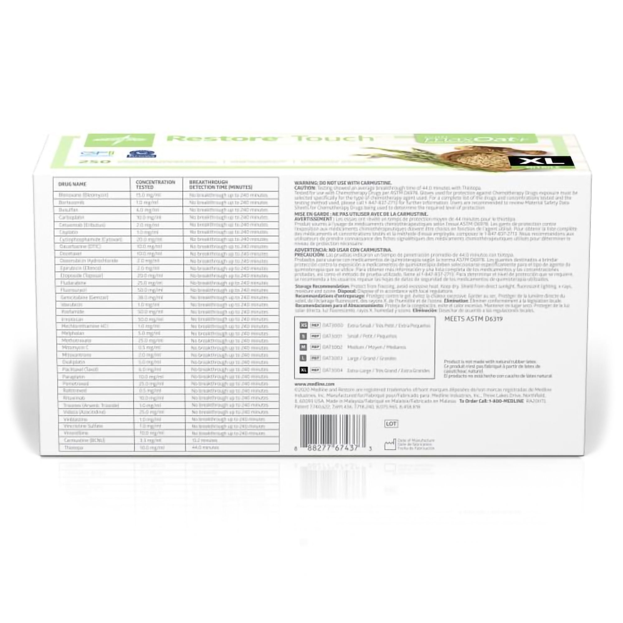 Exam Glove Restore Touch X-Large NonSterile Nitrile Standard Cuff Length Textured Fingertips Green Chemo Tested | 250EA/Box