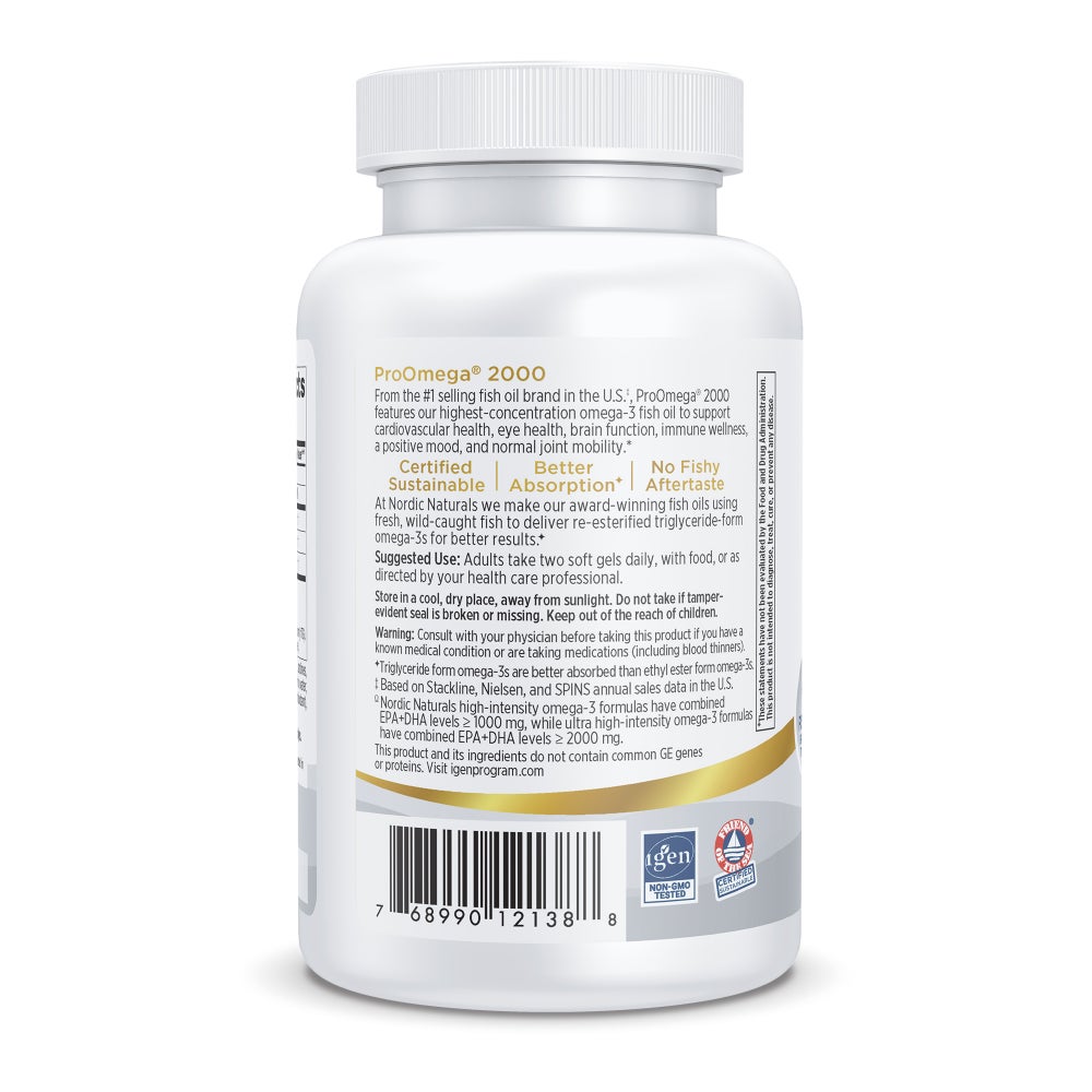 Dietary Supplement Nordic Naturals ProOmega 2000 Softgel 60 Per Bottle Lemon Flavor, Packaging type- Case