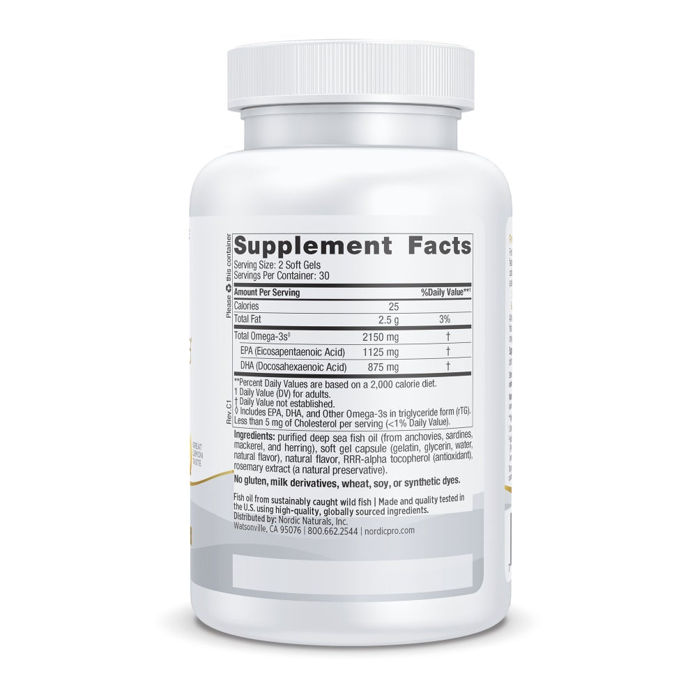 Dietary Supplement Nordic Naturals ProOmega 2000 Softgel 60 Per Bottle Lemon Flavor, Packaging type- Case