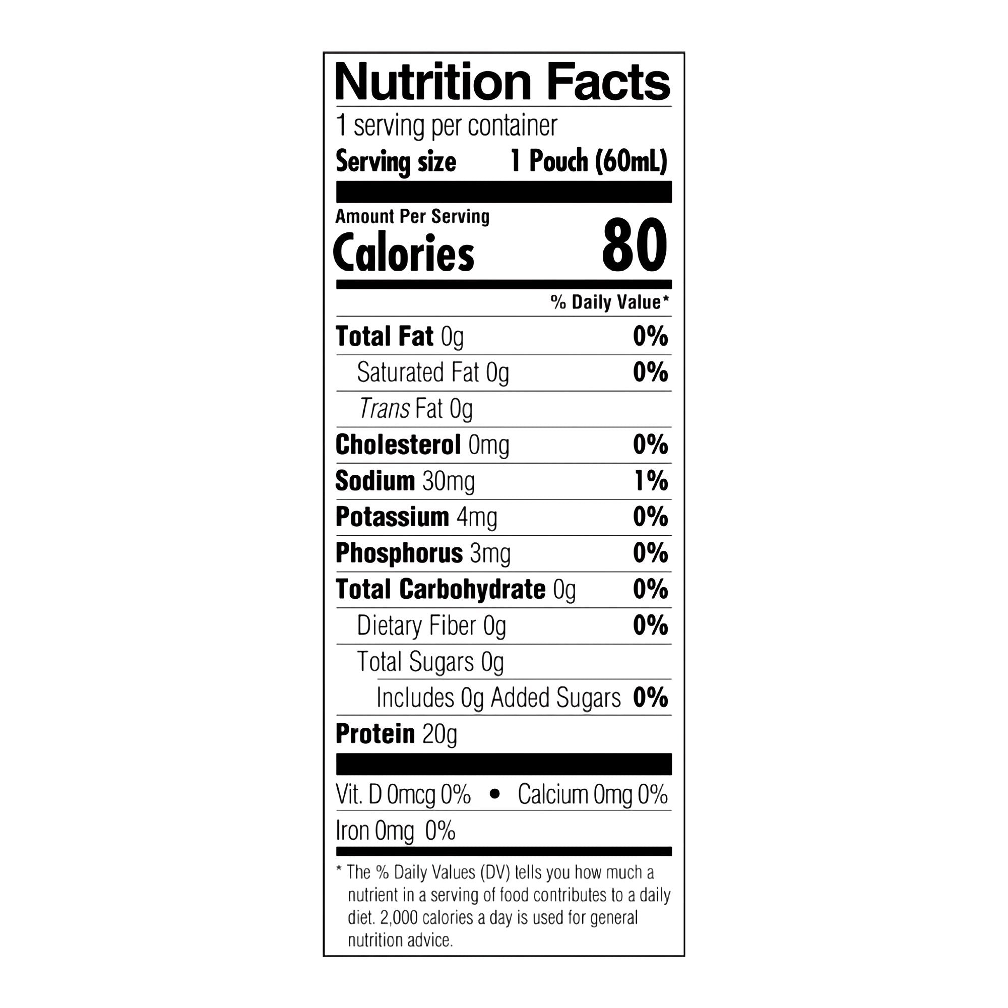 Tube Feeding Formula ProSource TF20 Unflavored Liquid 60 mL Pouch, Packaging Type- Case