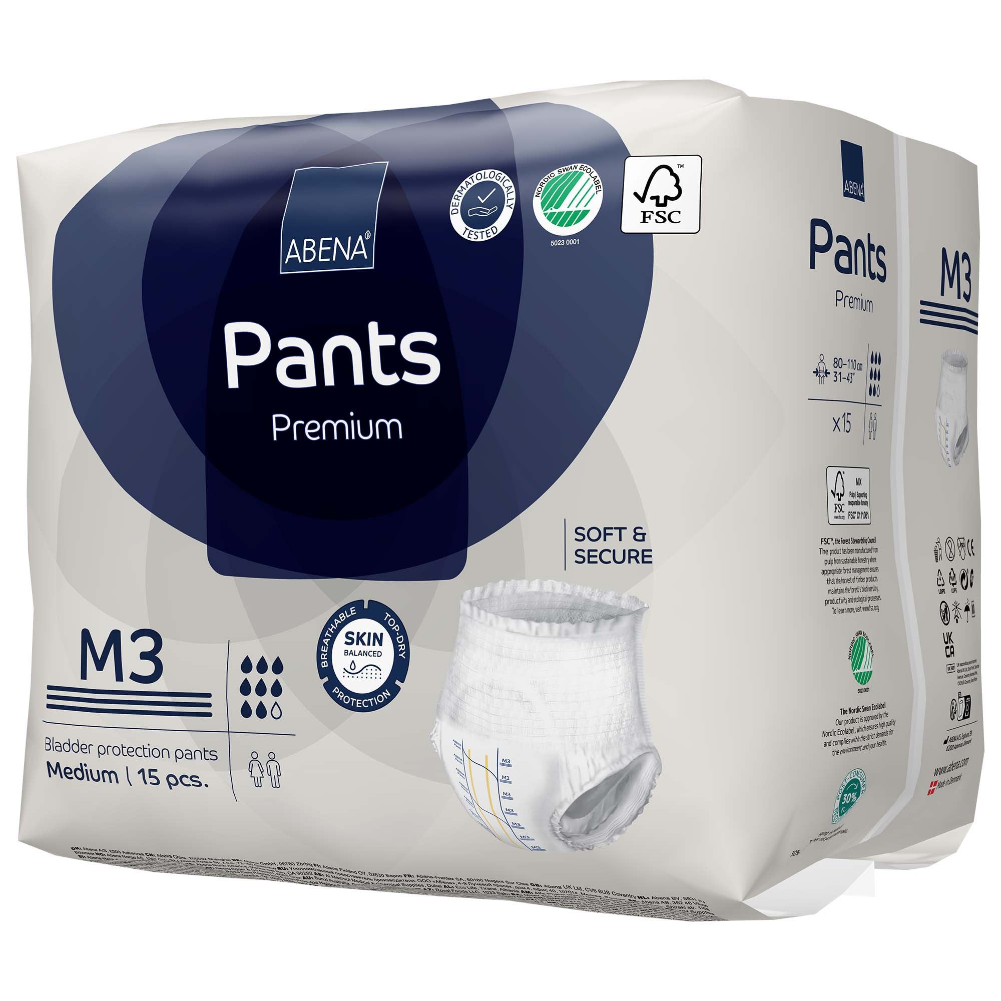 Unisex Adult Absorbent Underwear Abena Premium Pants M3 Pull On with Tear Away Seams Medium Disposable Heavy Absorbency, Packaging Type- Case