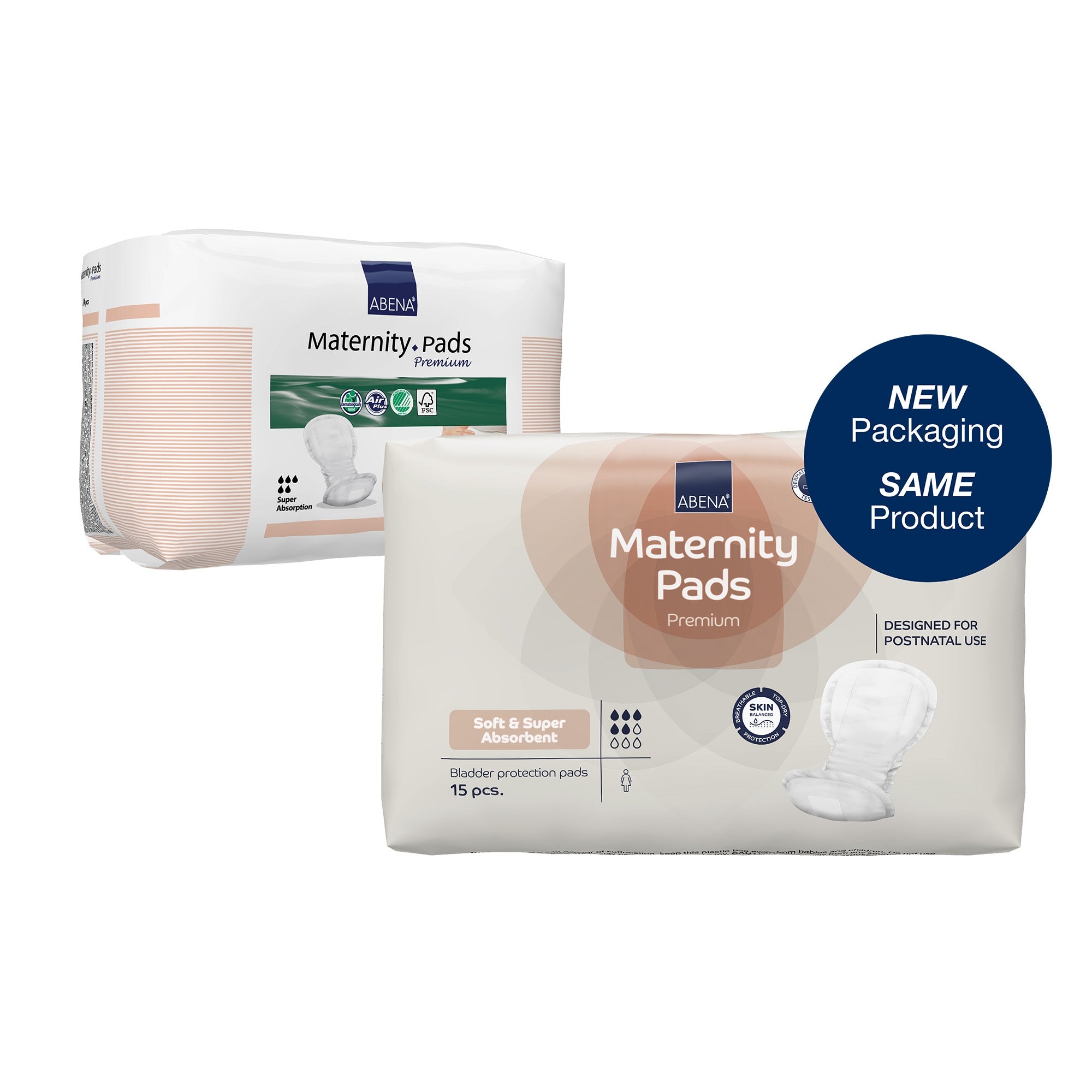 Bladder Control Pad Abena Maternity Pad Premium 7.9 X 17.3 Inch Heavy Absorbency Fluff / Polymer Core One Size Fits Most  Bag of 14