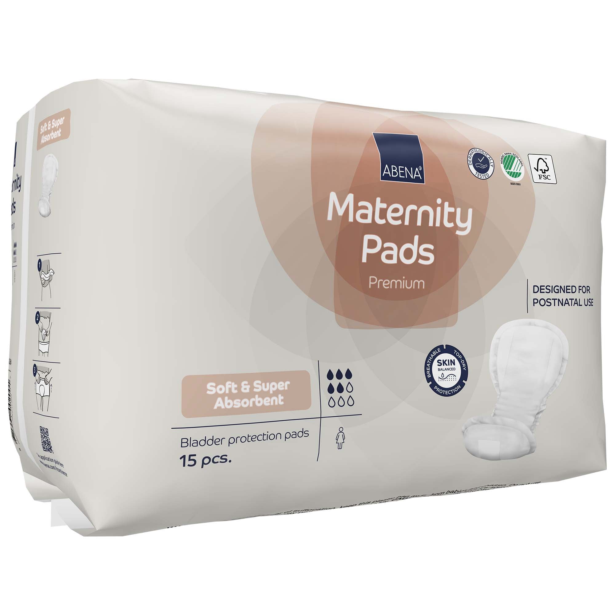 Bladder Control Pad Abena Maternity 7.8 X 16.5 Inch Moderate Absorbency Fluff / Polymer Core One Size Fits Most  CS/270