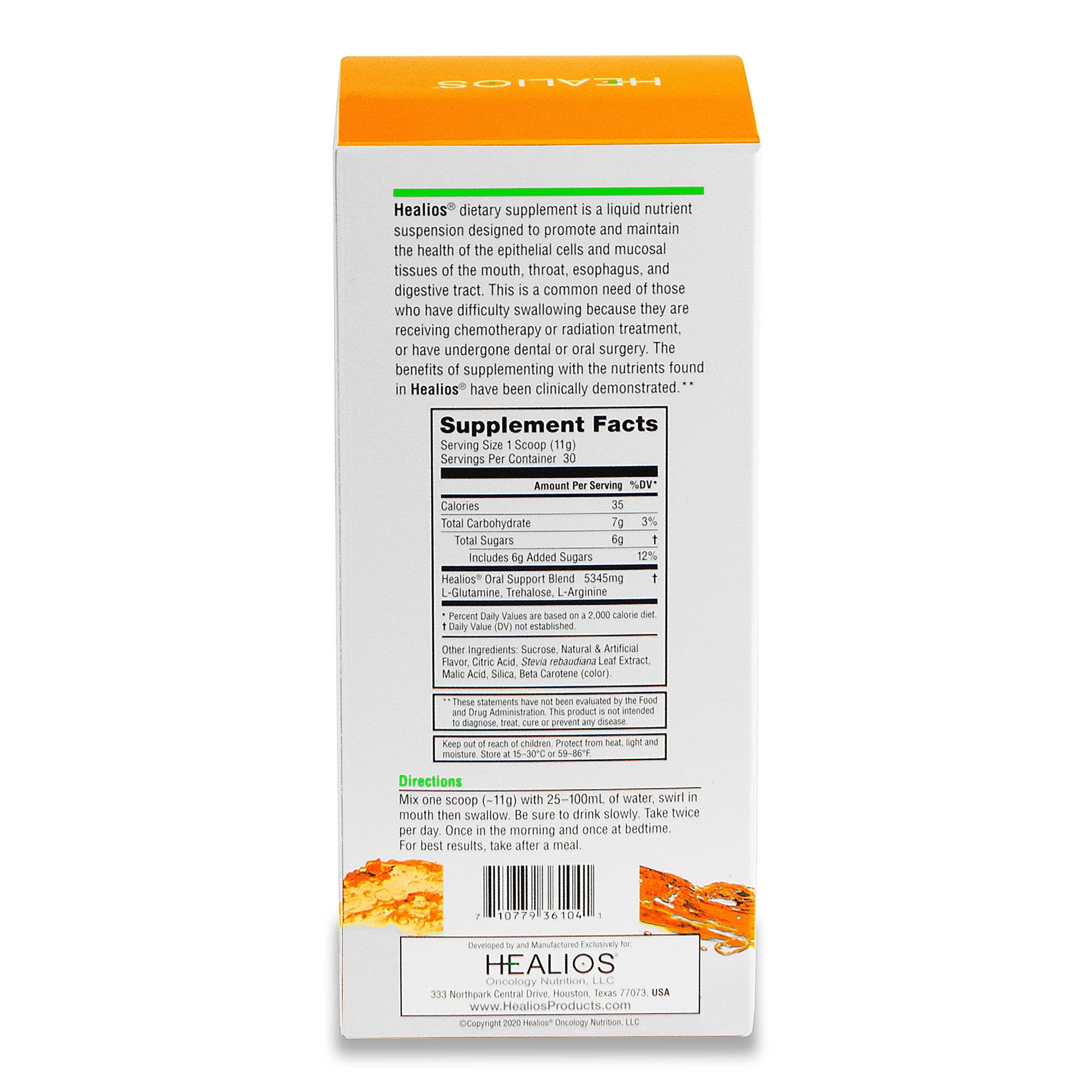 Oral Supplement Healios Orange Flavor Powder 11.64 oz. Jar,  Packaging Type- Each