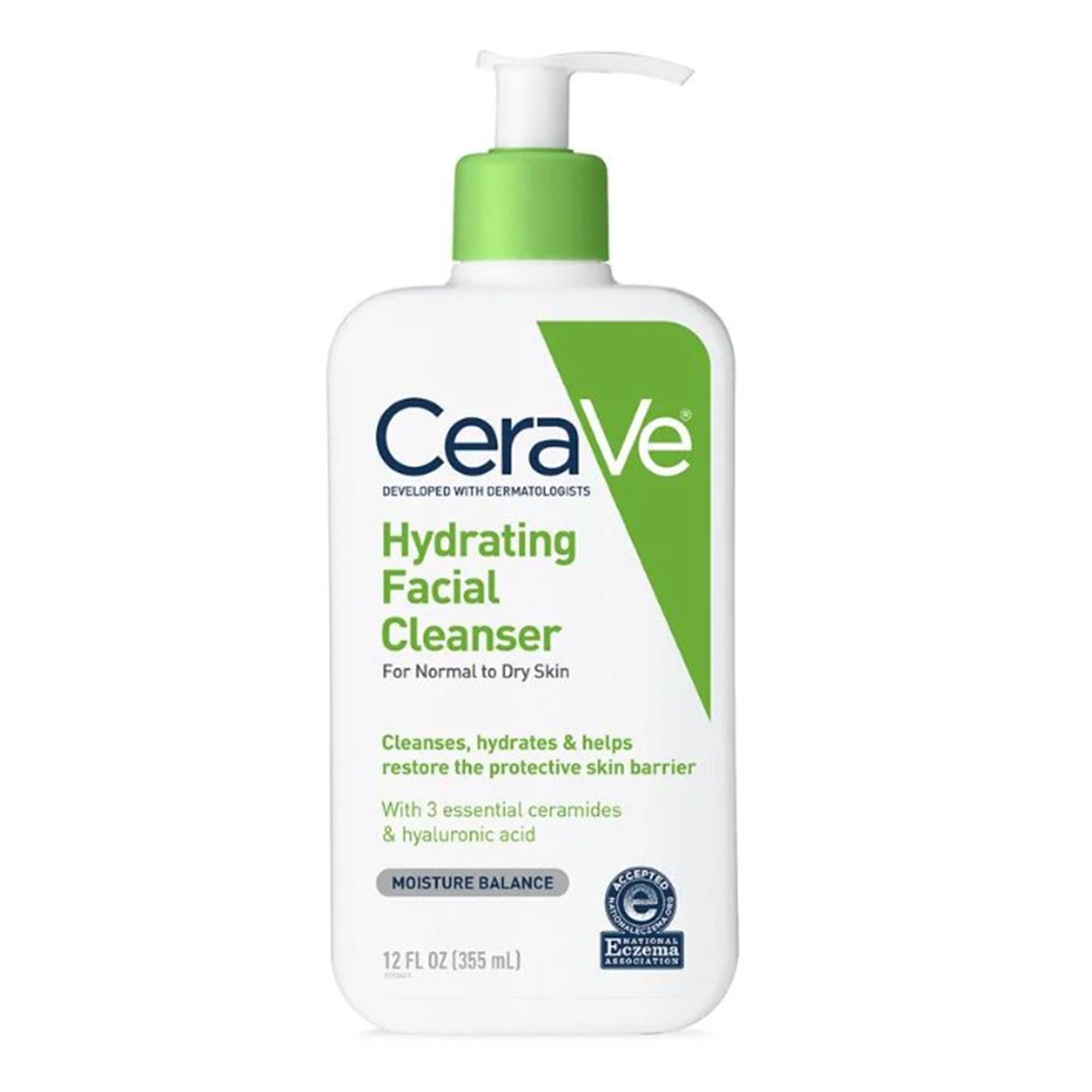 Facial Cleanser CeraVe Hydrating Cleanser Lotion 12 oz. Pump Bottle Unscented,Packaging Type- Each