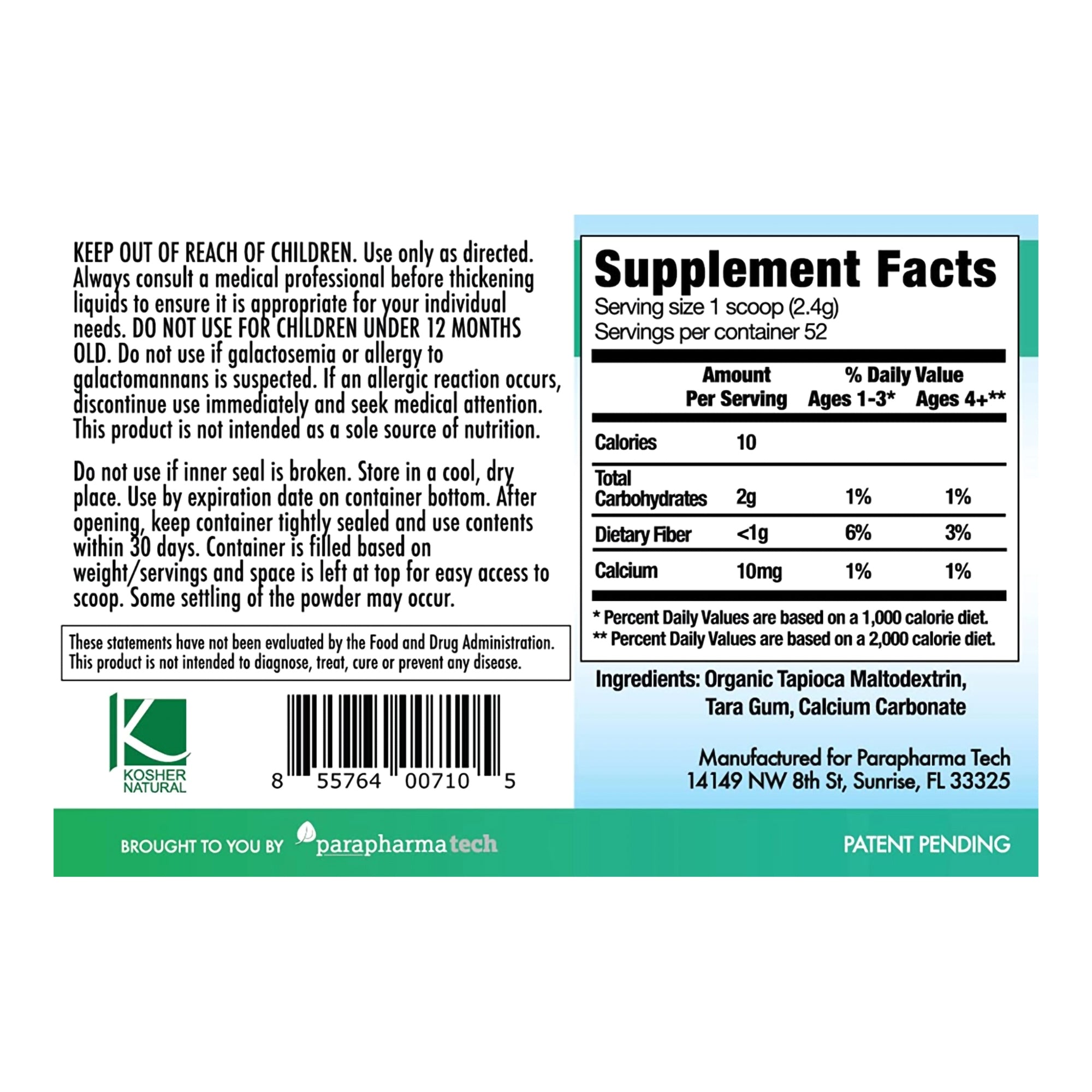 Food and Beverage Thickener purathick 4.4 oz. Jar Unflavored Powder IDDSI Level 1 Slightly Thick, Packaging Type- Case