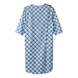 Patient Exam Gown Silverts® 3X-Large Diagonal Blue Plaid Reusable