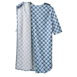 Patient Exam Gown Silverts® 3X-Large Diagonal Blue Plaid Reusable