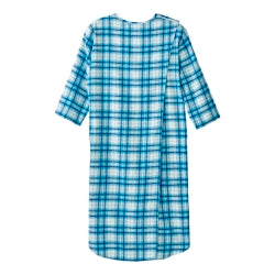 Patient Exam Gown Silverts® Small Turquoise Plaid Reusable