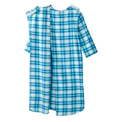 Patient Exam Gown Silverts® 3X-Large Turquoise Plaid Reusable