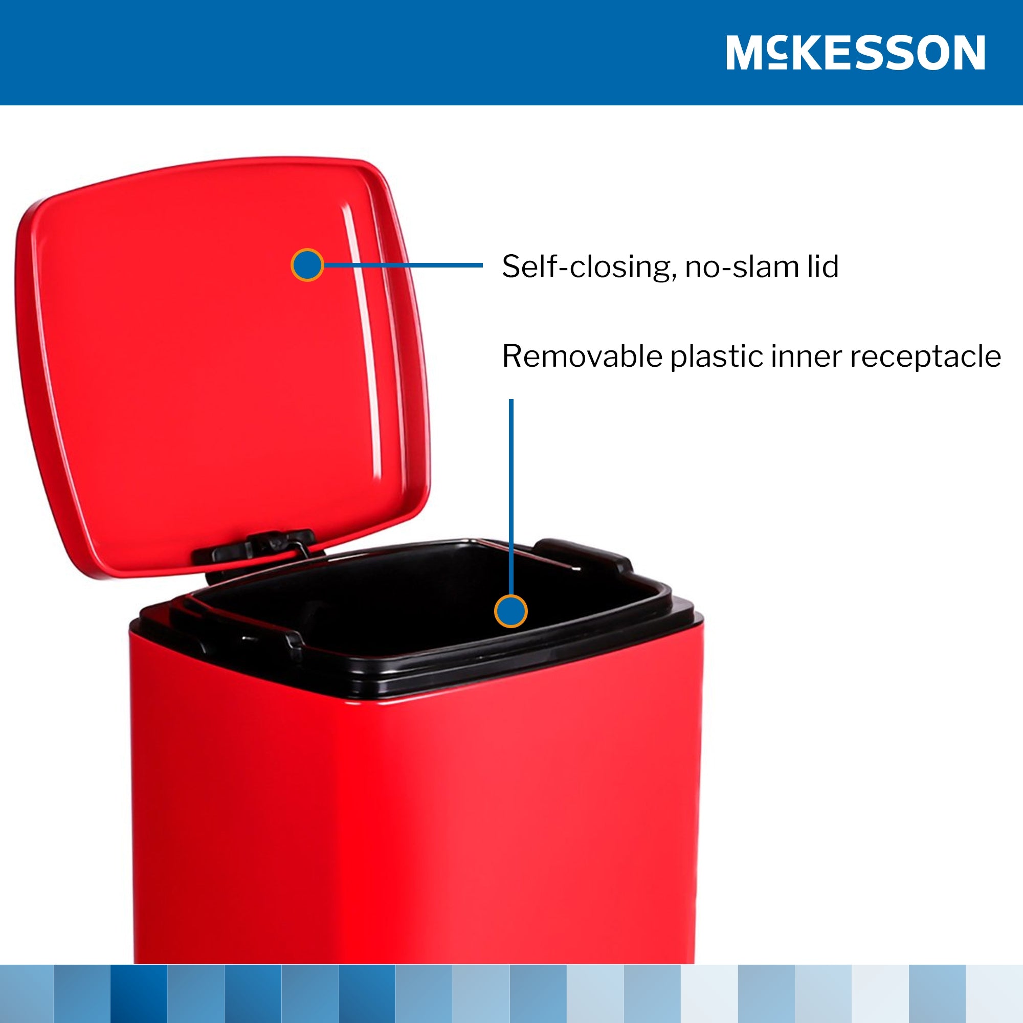 Trash Can McKesson 32 Quart / 8 gal. Red Metal Square,Packaging Type- Each