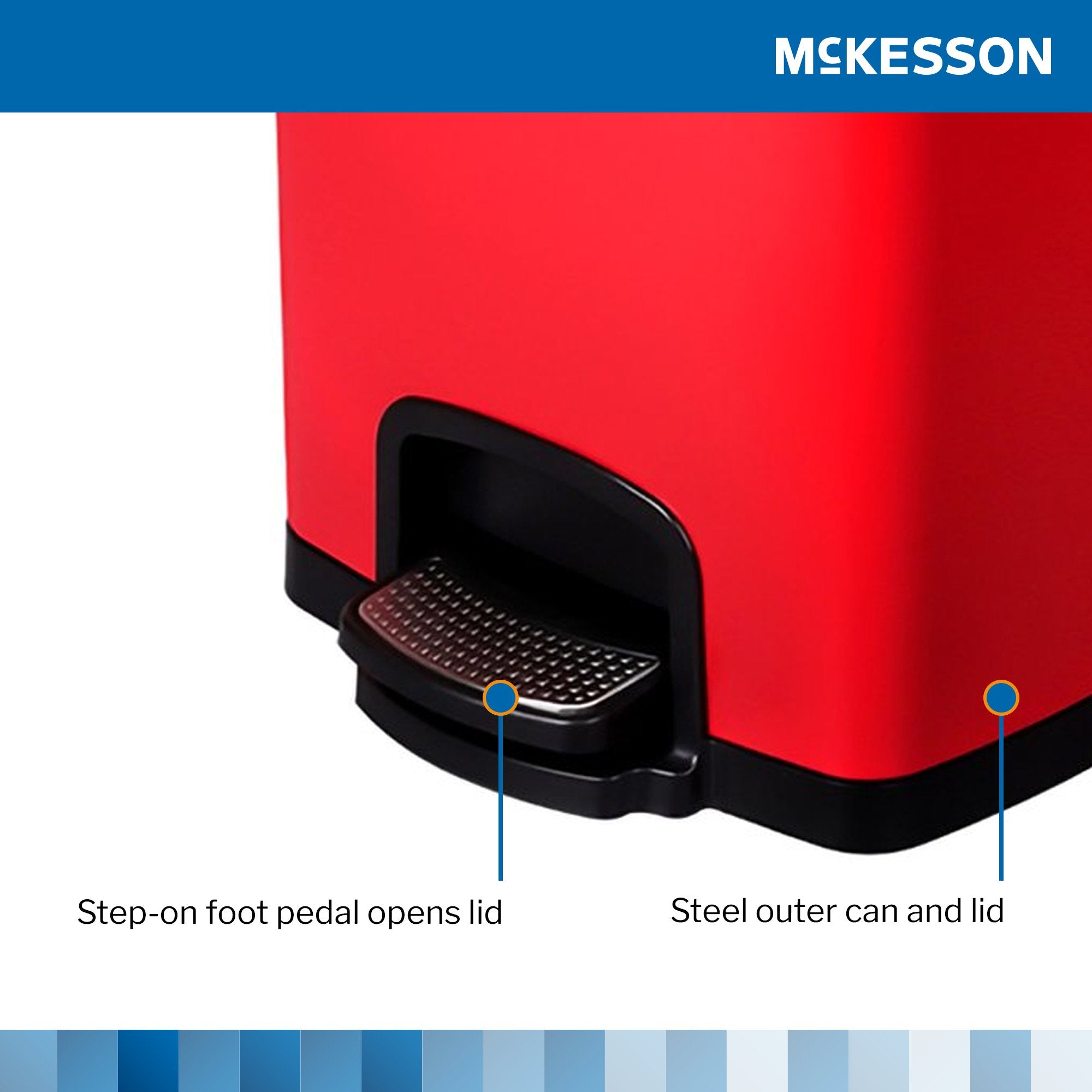 Trash Can McKesson 32 Quart / 8 gal. Red Metal Square,Packaging Type- Each