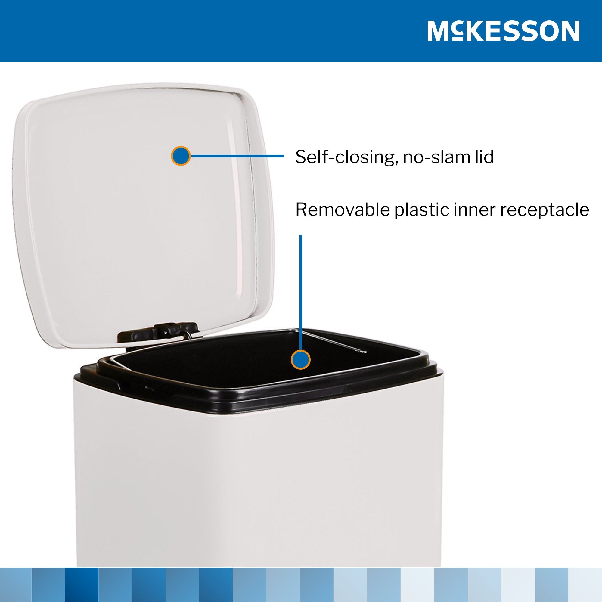 Trash Can McKesson 20 Quart / 5 gal. White Metal Square,Packaging Type- Each