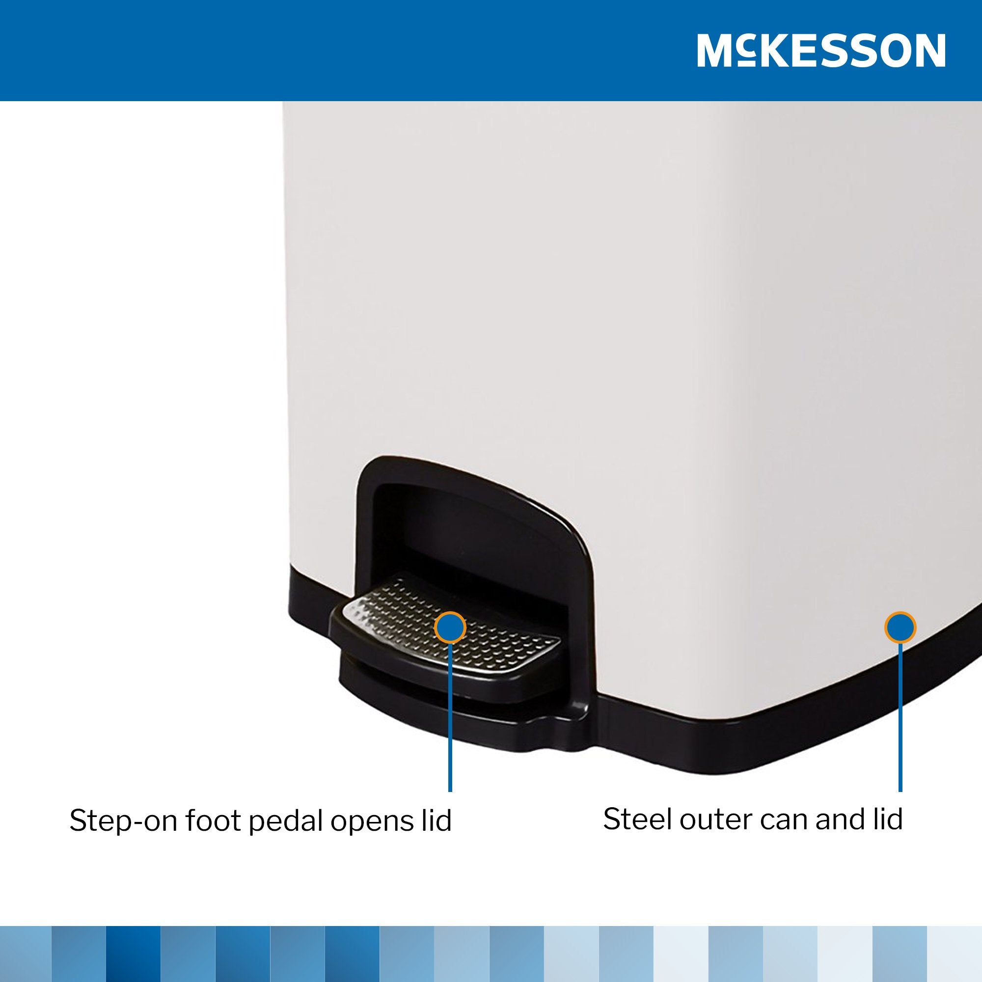 Trash Can McKesson 20 Quart / 5 gal. White Metal Square,Packaging Type- Each