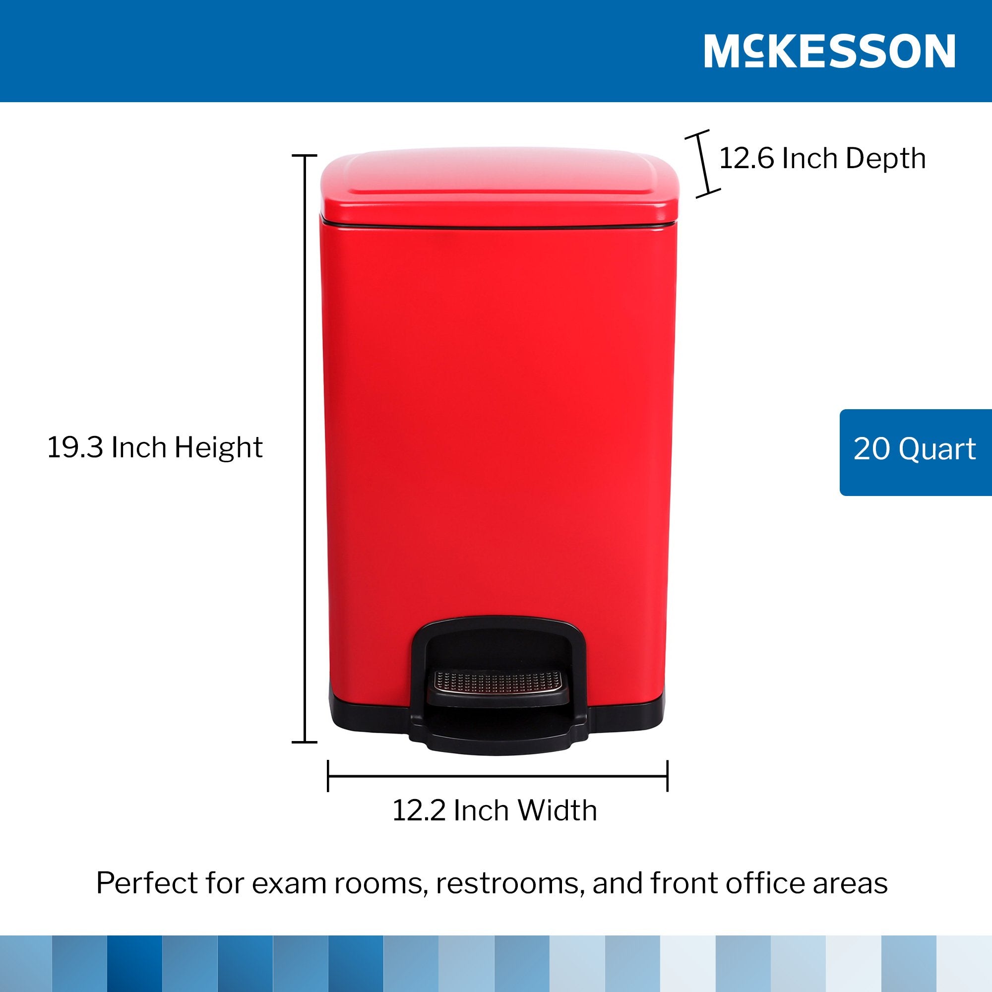Trash Can McKesson 20 Quart / 5 gal. Red Metal Square,Packaging Type- Each