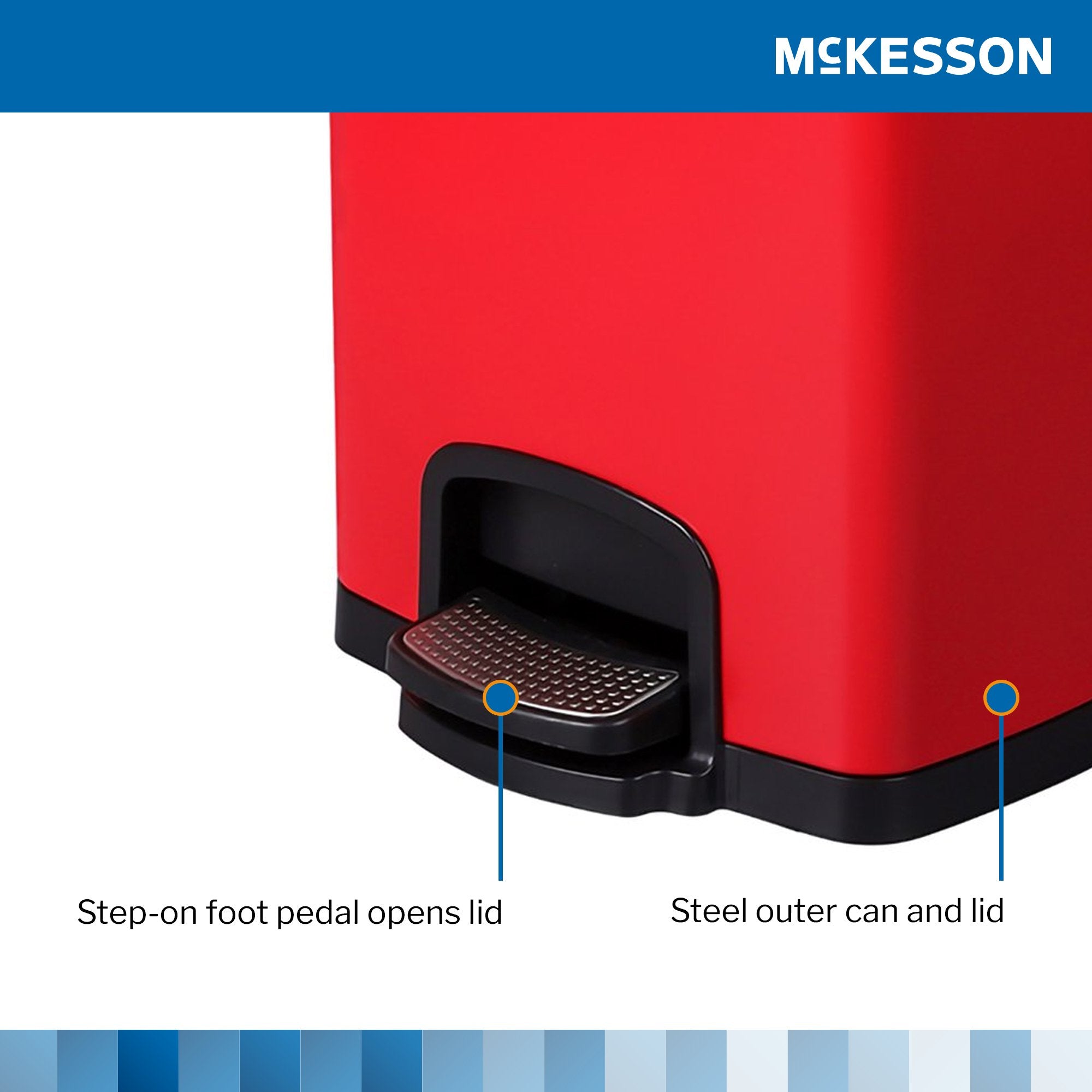 Trash Can McKesson 20 Quart / 5 gal. Red Metal Square,Packaging Type- Each