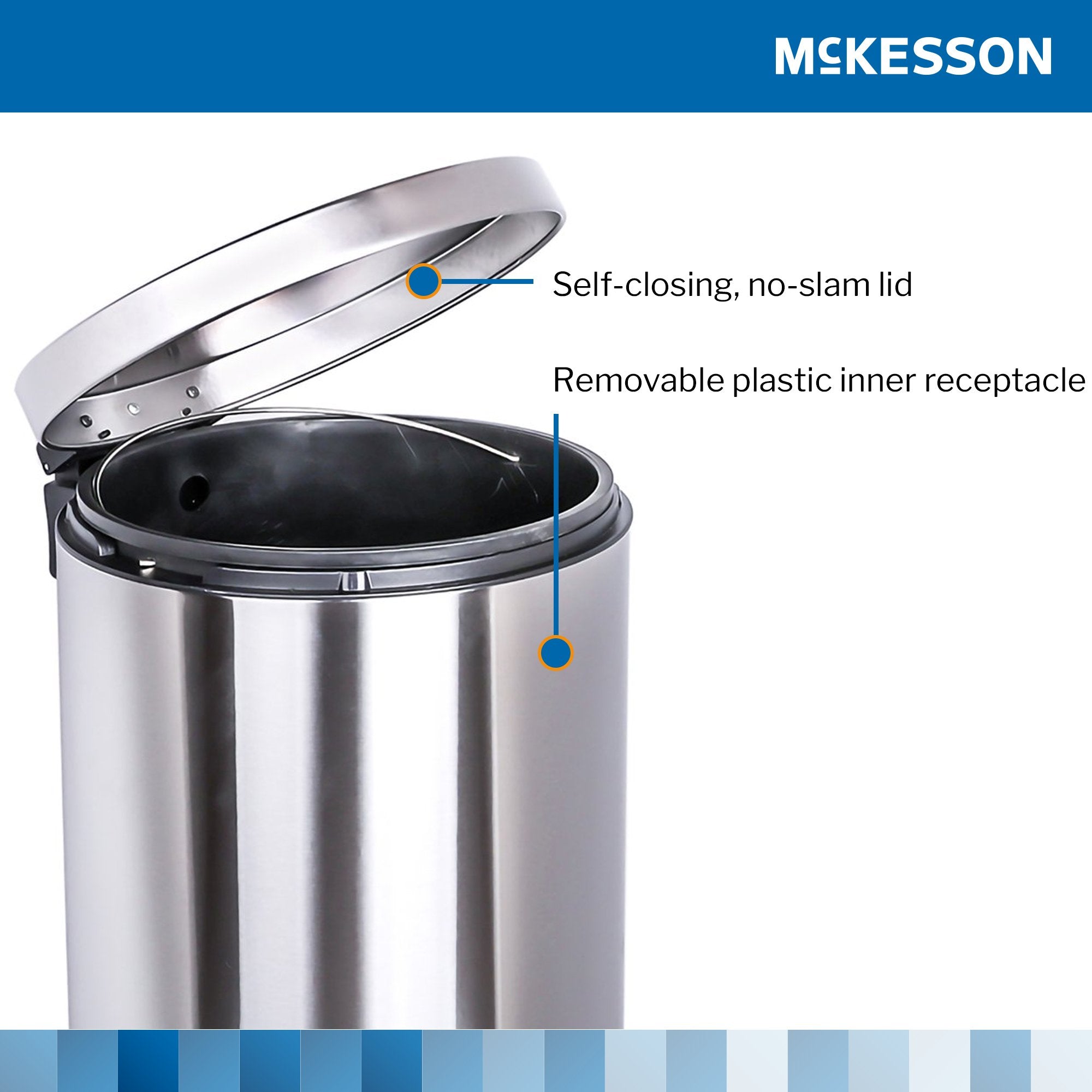 Stainless steel step-on bin with inner container