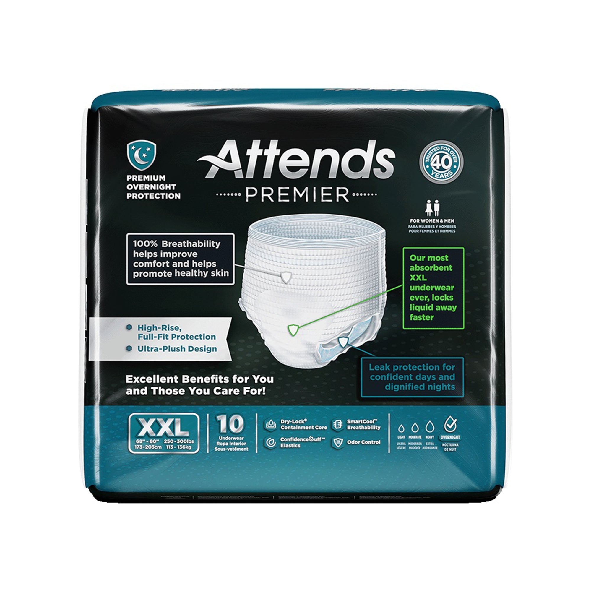 Unisex Adult Absorbent Underwear Attends Premier Pull On with Tear Away Seams 2X-Large Disposable Heavy Absorbency, Packaging Type- Case
