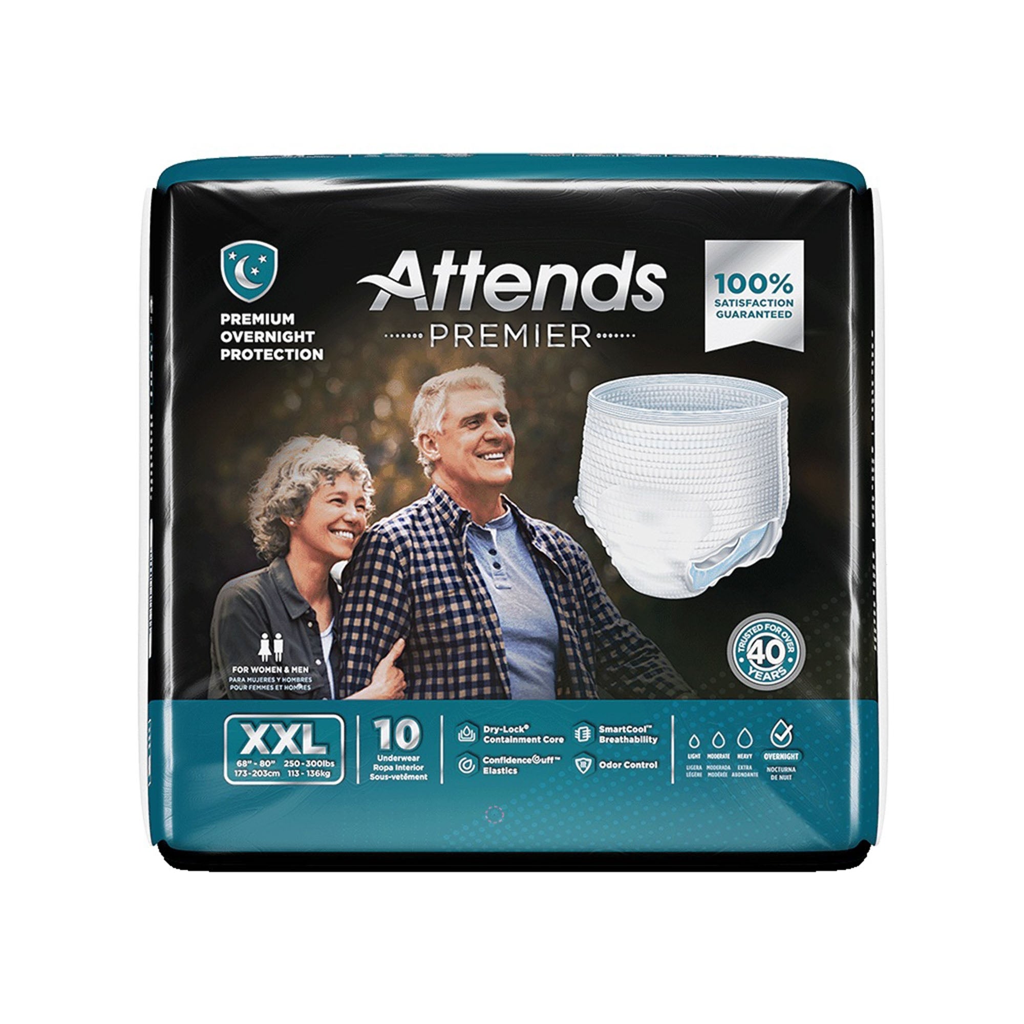 Unisex Adult Absorbent Underwear Attends Premier Pull On with Tear Away Seams 2X-Large Disposable Heavy Absorbency, Packaging Type- Case