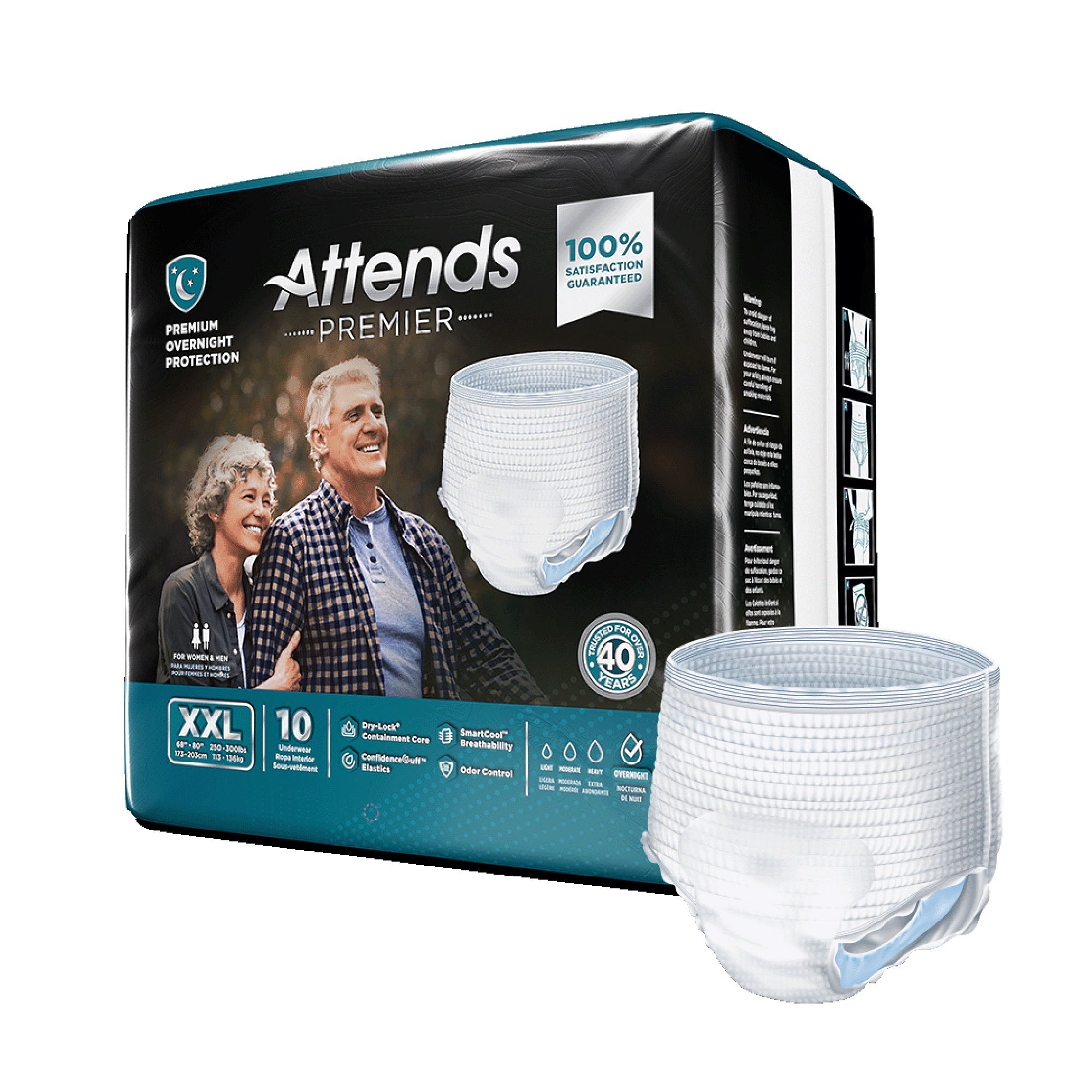 Unisex Adult Absorbent Underwear Attends Premier Pull On with Tear Away Seams 2X-Large Disposable Heavy Absorbency, Packaging Type- Case