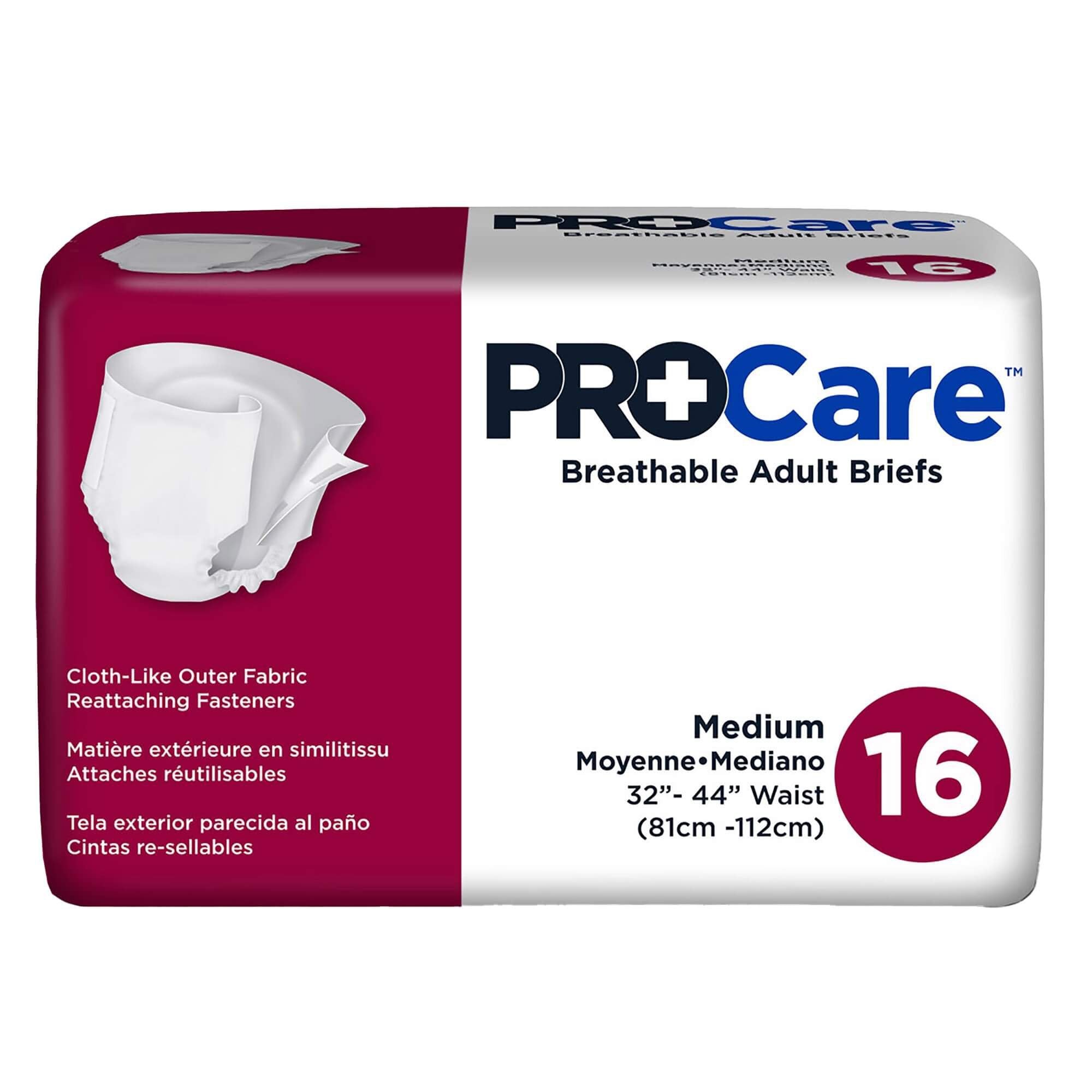 Unisex Adult Incontinence Brief ProCare Medium Disposable Heavy Absorbency, Packaging Type- Case