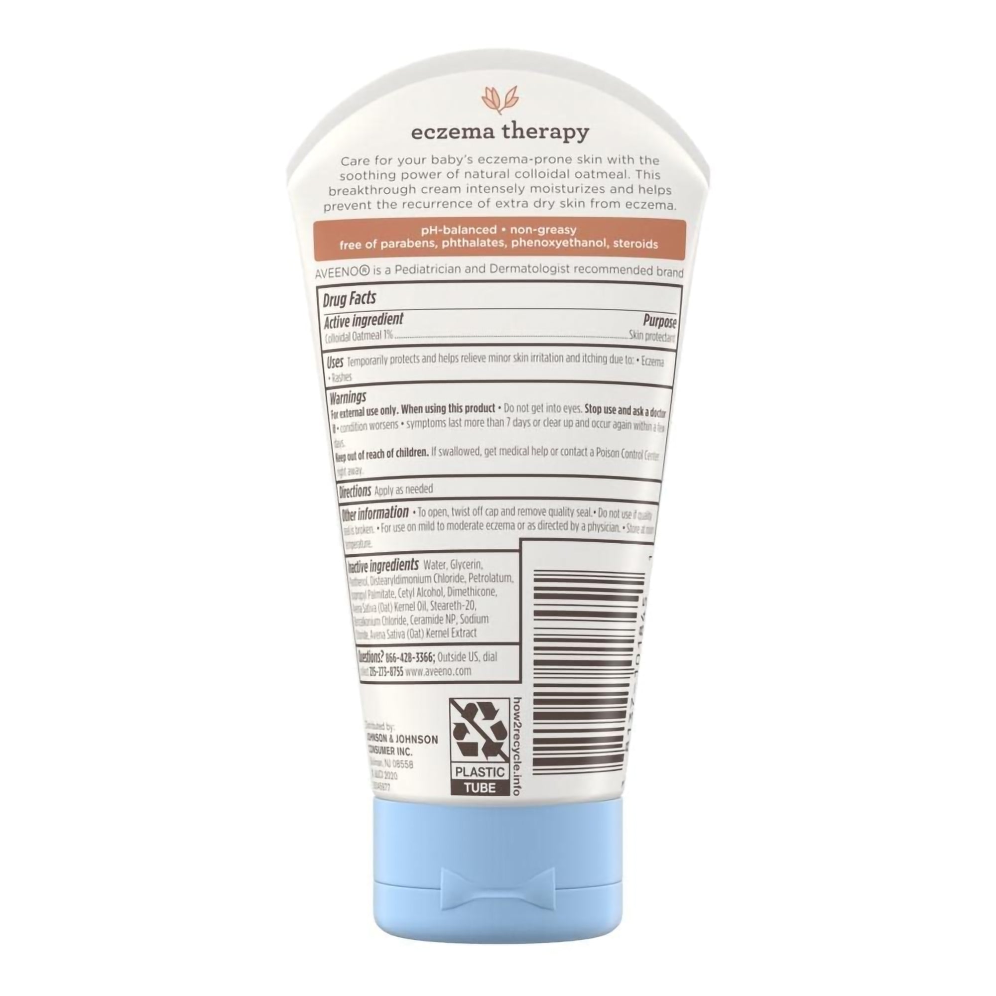 Baby Lotion Aveeno Baby Eczema Therapy 5 oz. Tube Unscented Cream,Packaging Type- Each